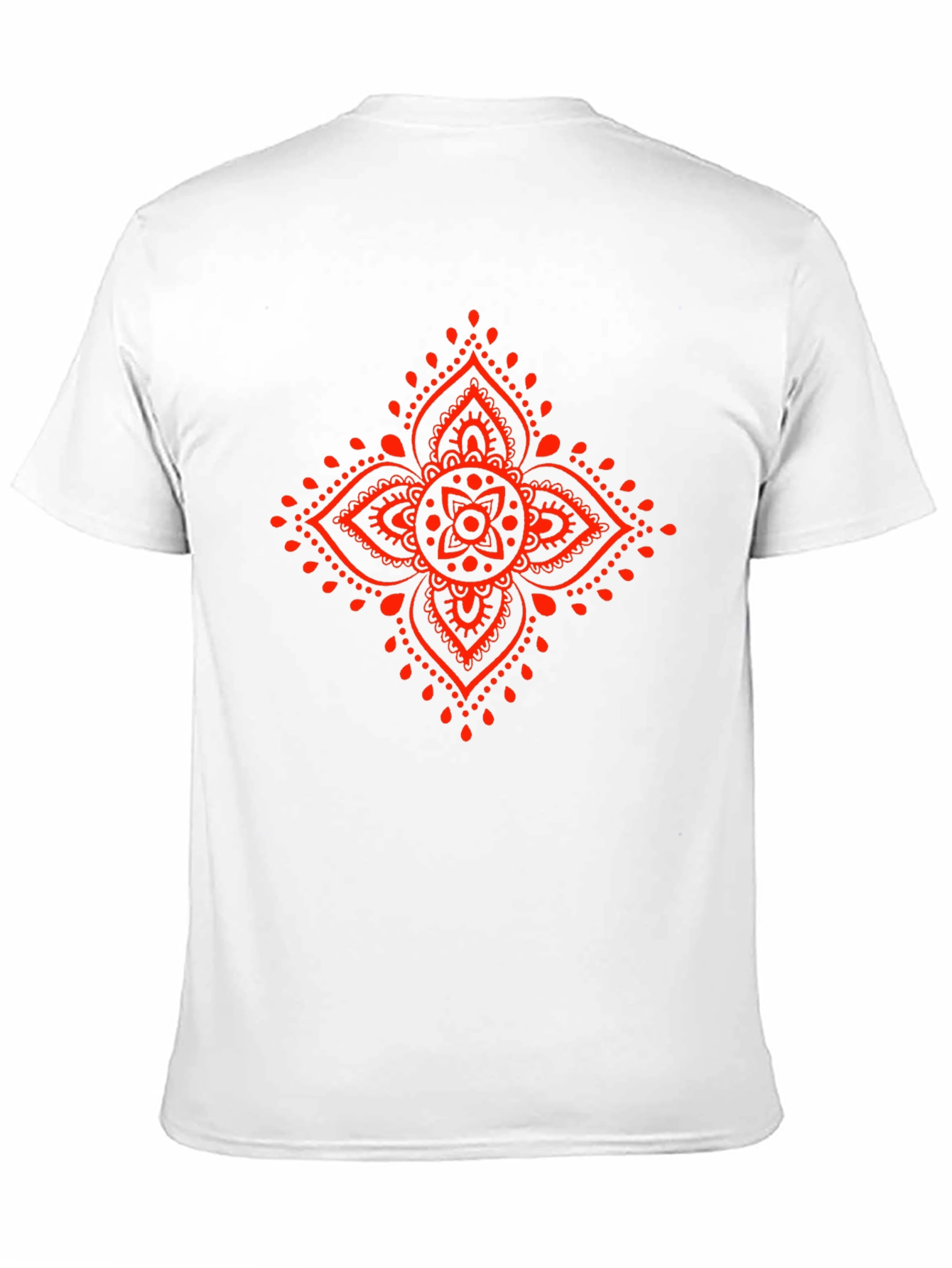 Black Tee with Red Mandala Graphic Print