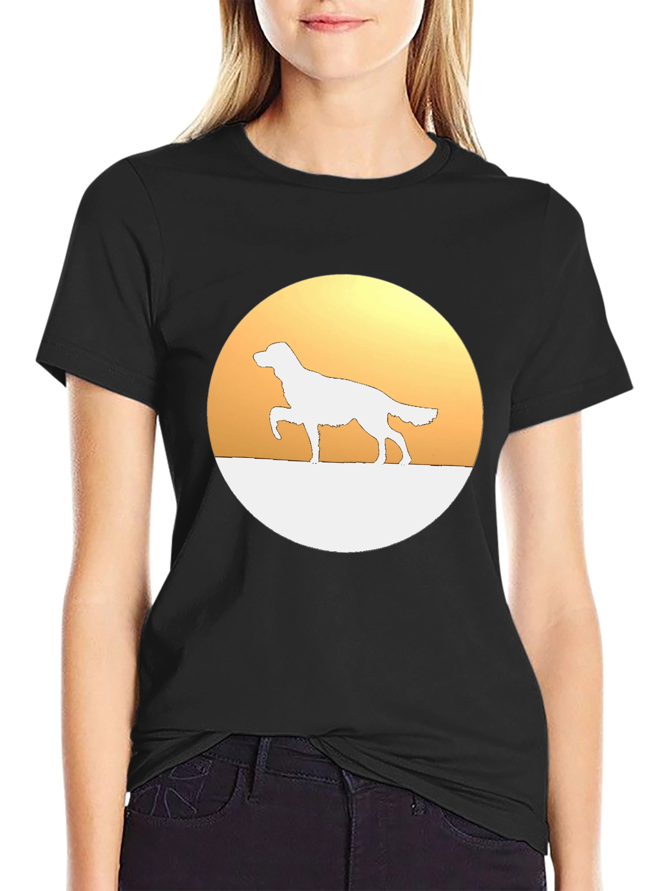 Dog Silhouette Graphic Tee - Black