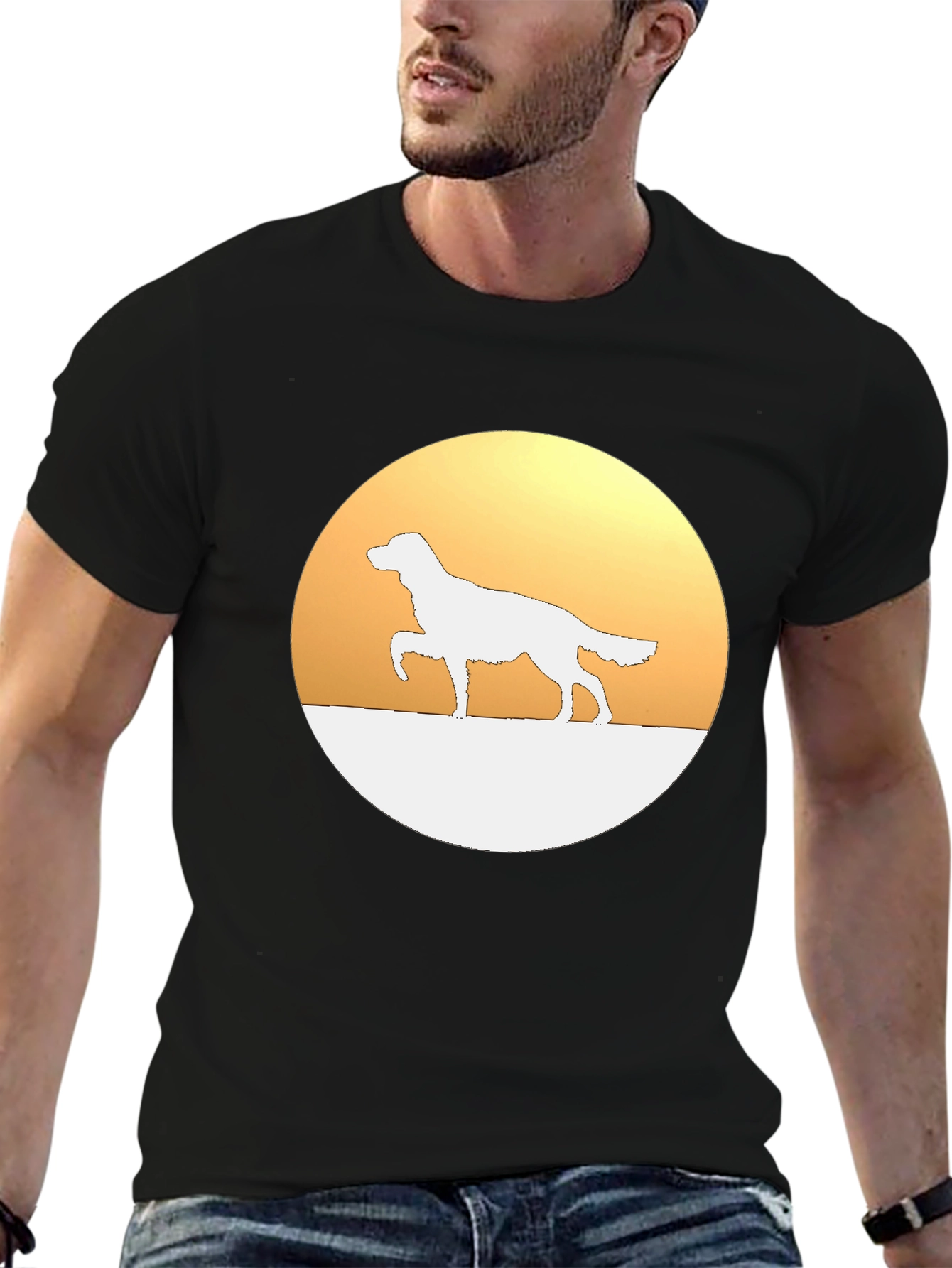 Dog Silhouette Graphic Tee - Black