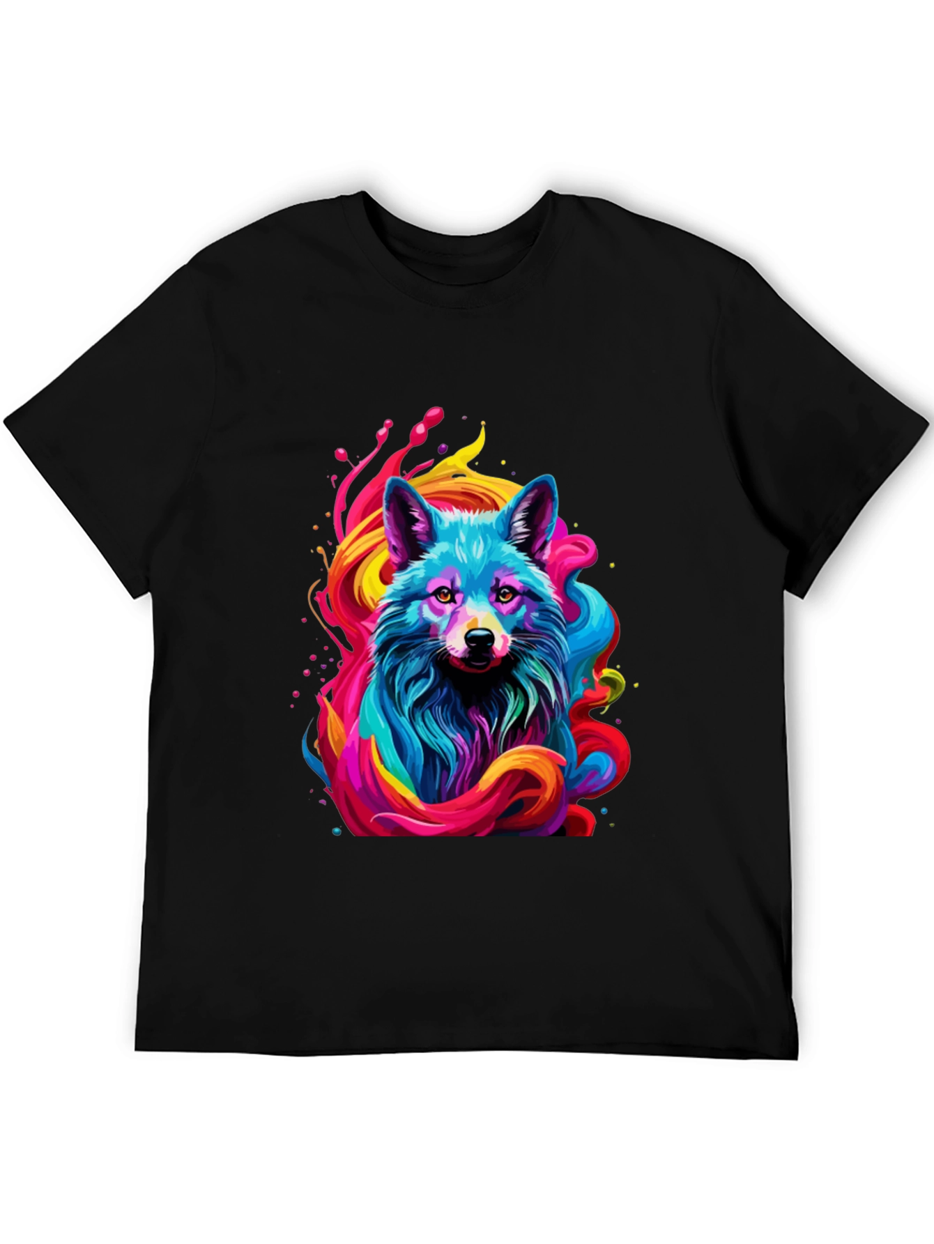 Vibrant Fox Graphic Black Tee