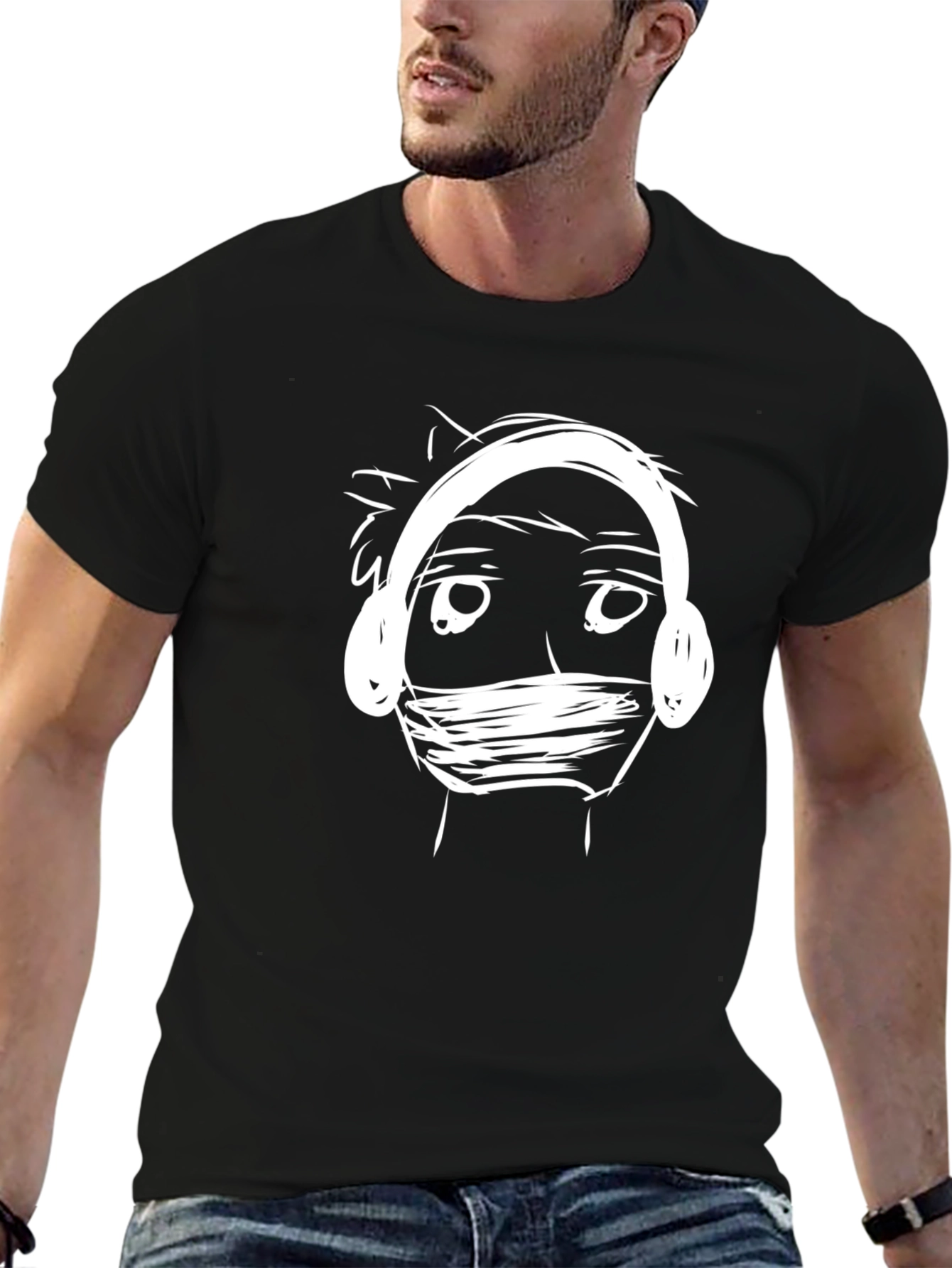 Graphic Tee: Masked Musician Black T-Shirt
