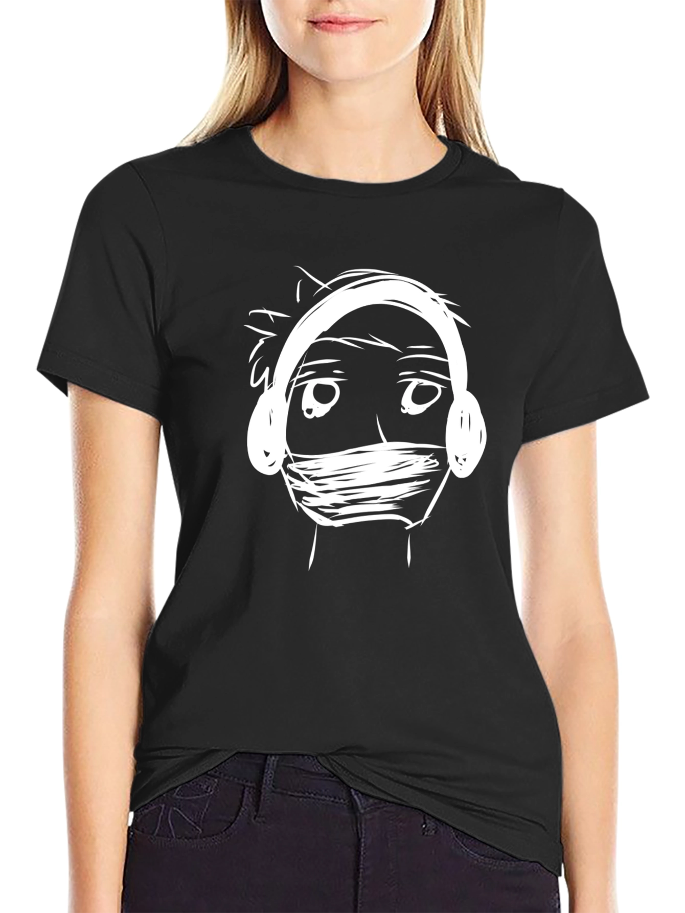 Graphic Tee: Masked Musician Black T-Shirt