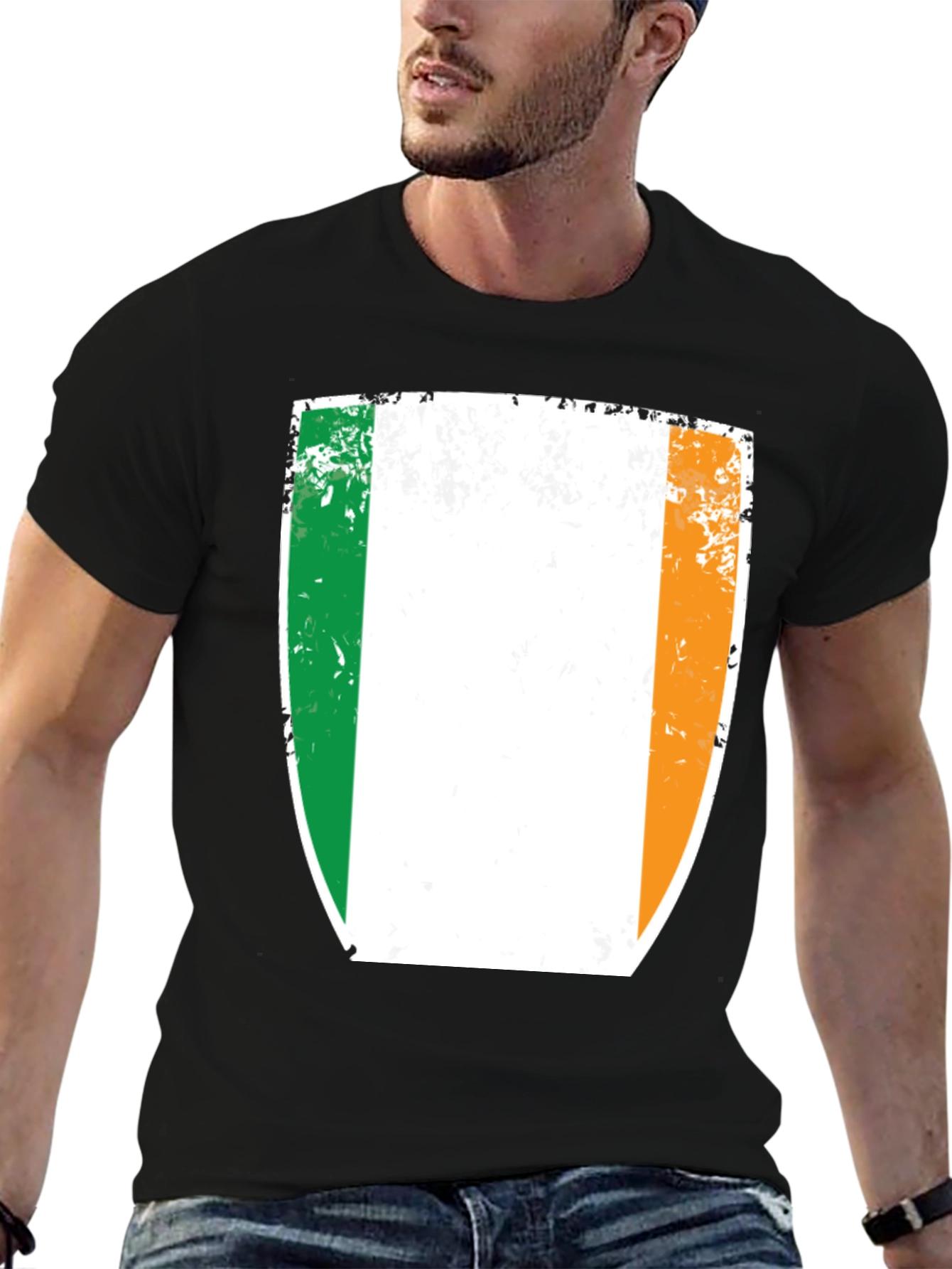 Irish Flag Shield Black T-Shirt