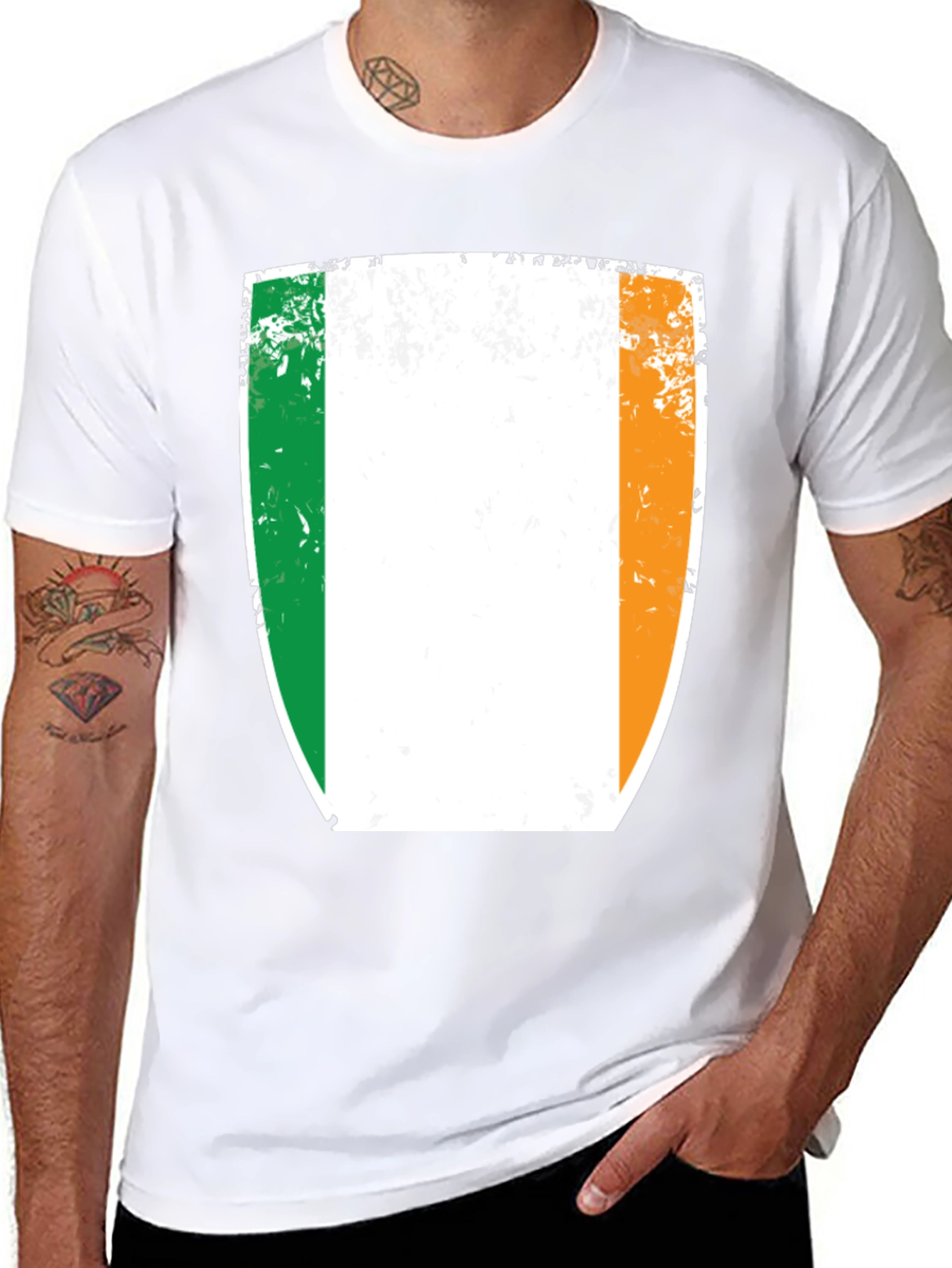 Irish Flag Shield Black T-Shirt