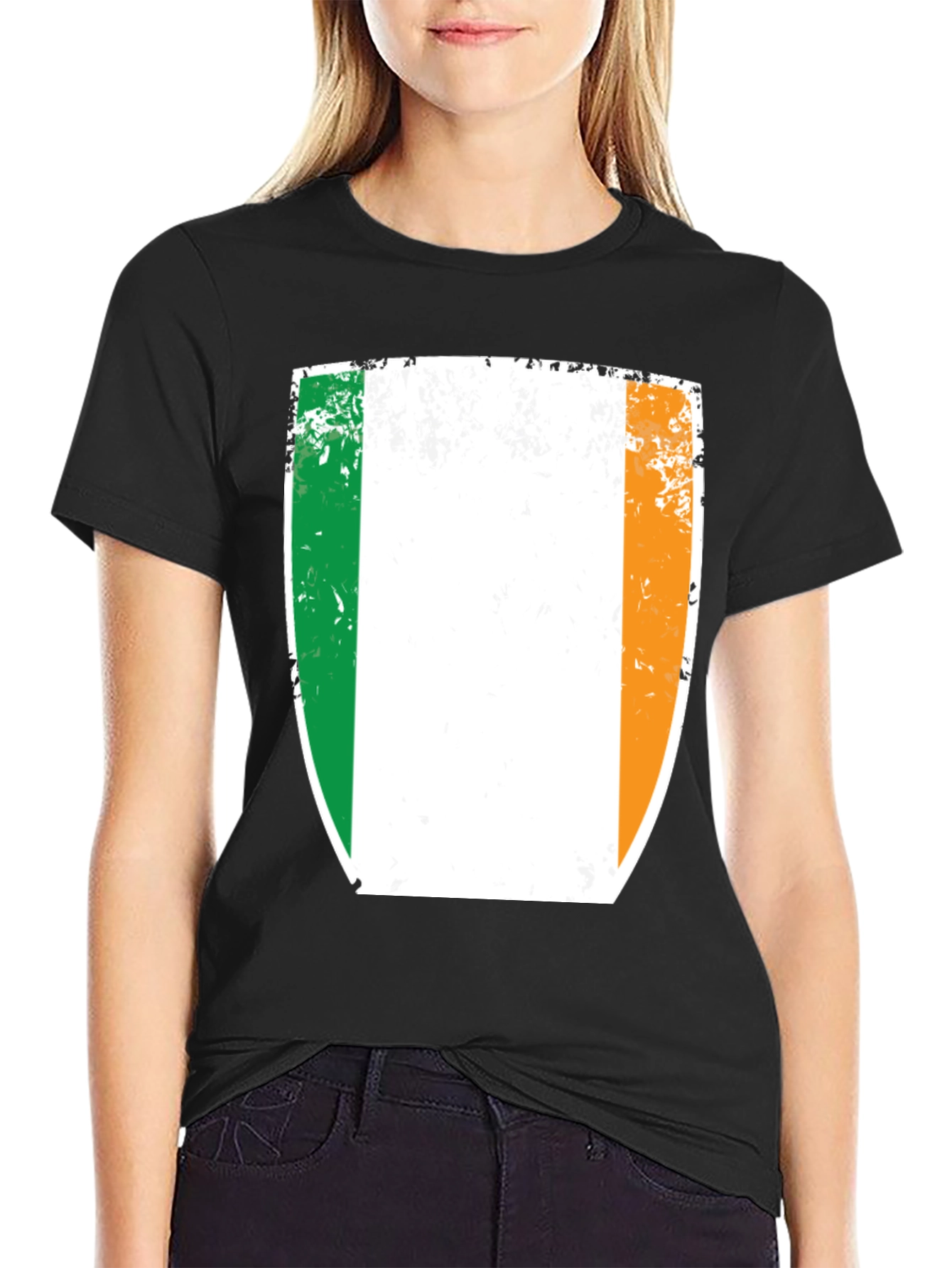 Irish Flag Shield Black T-Shirt
