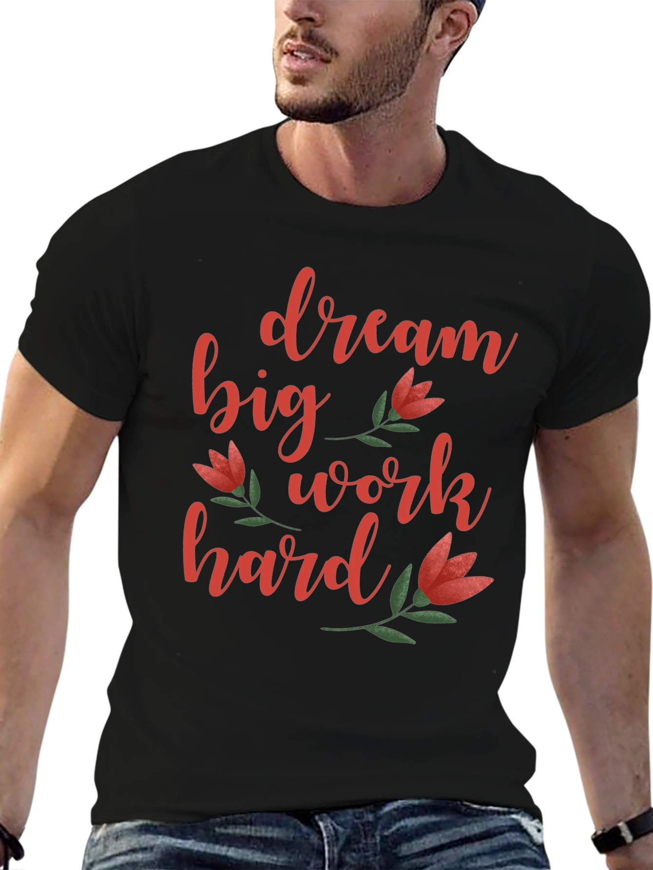 Dream Big T-Shirt - Black Cotton Graphic Tee