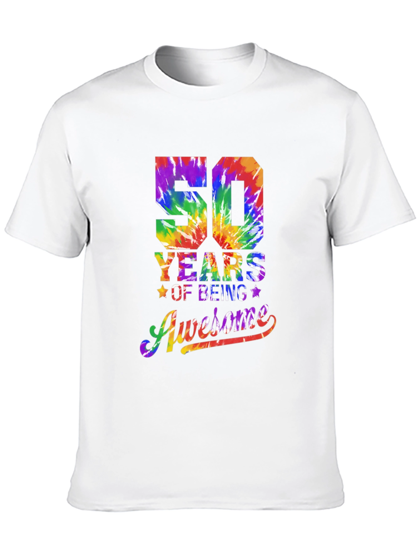 50 Years of Being Awesome Tie Dye Graphic Tee