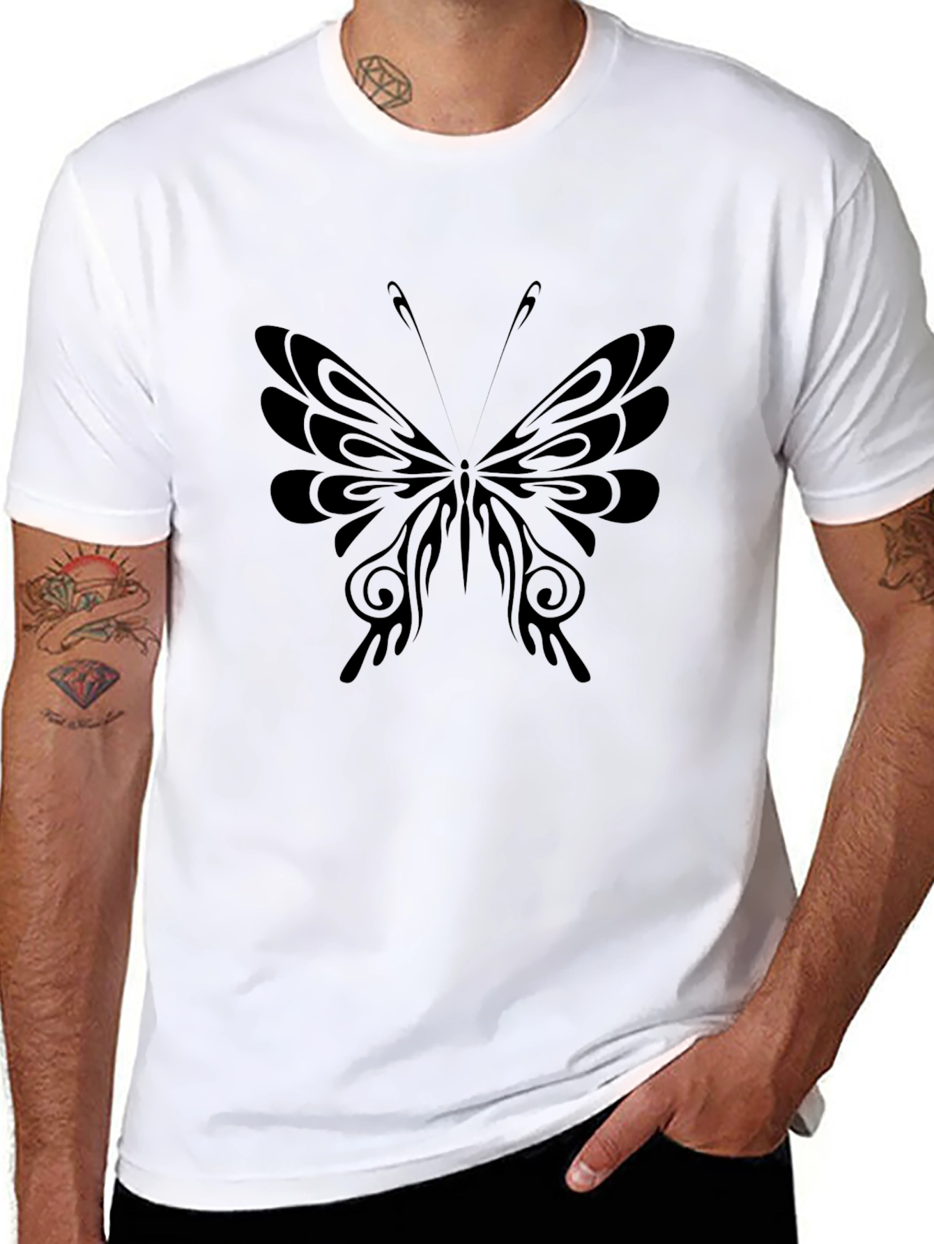 Butterfly Graphic Tee - Casual Black T-Shirt