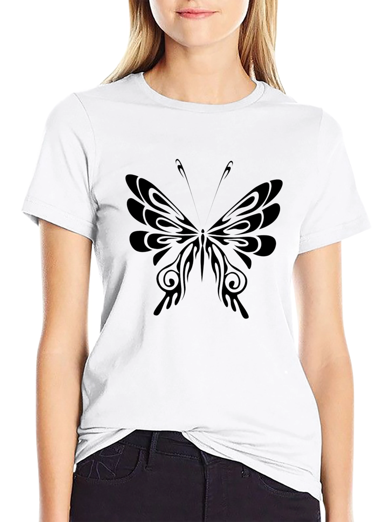 Butterfly Graphic Tee - Casual Black T-Shirt