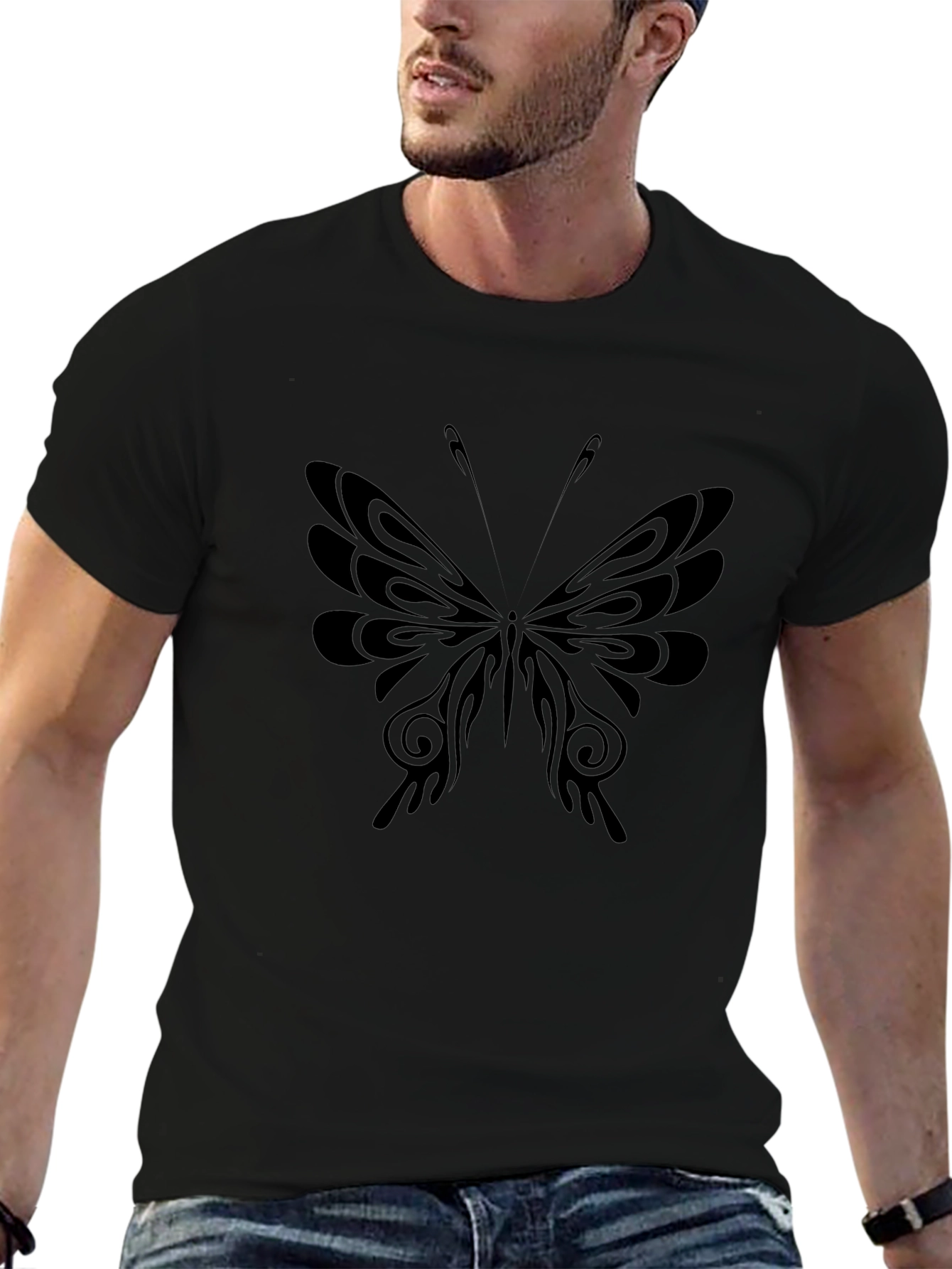 Butterfly Graphic Tee - Casual Black T-Shirt