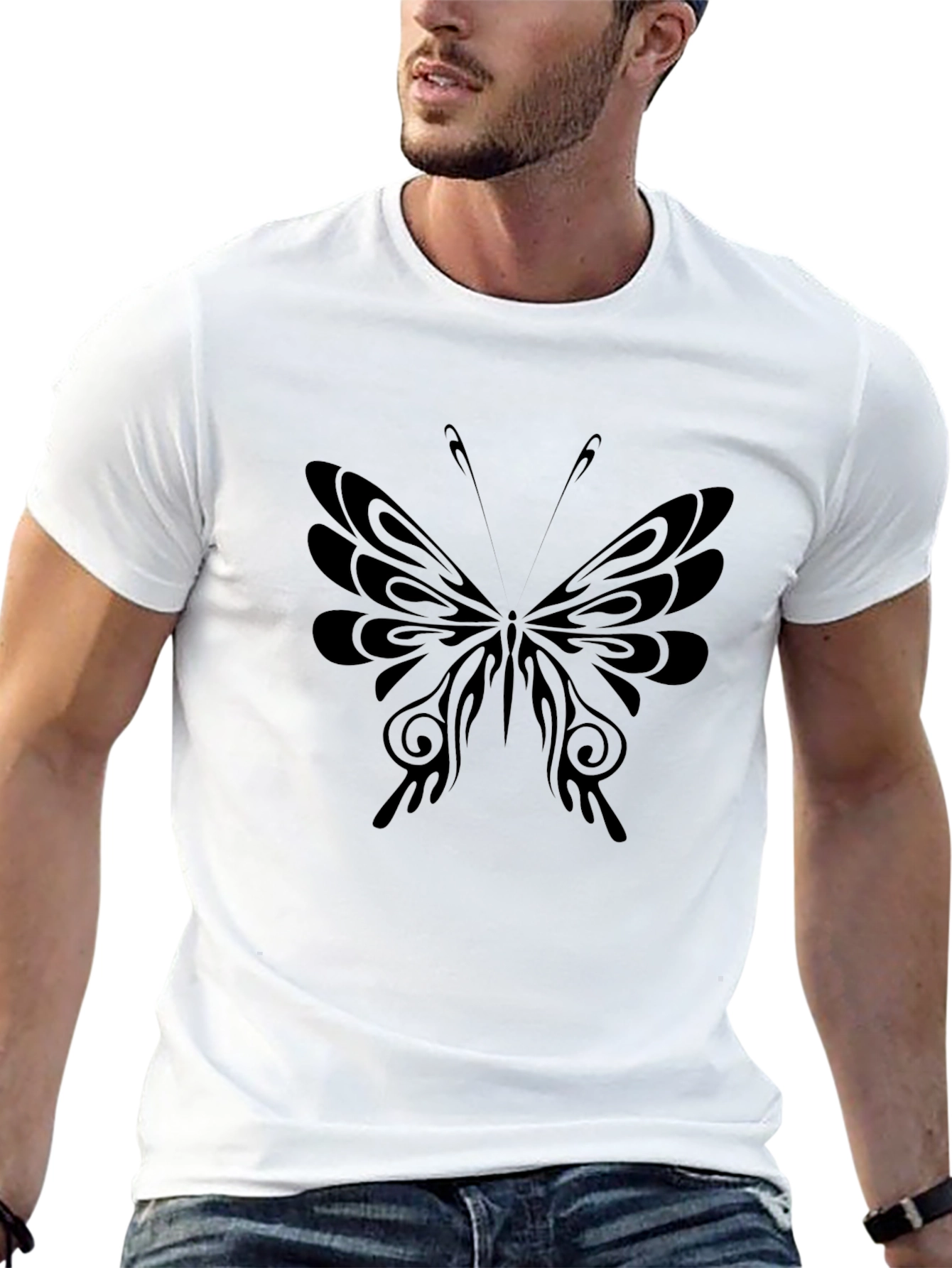 Butterfly Graphic Tee - Casual Black T-Shirt