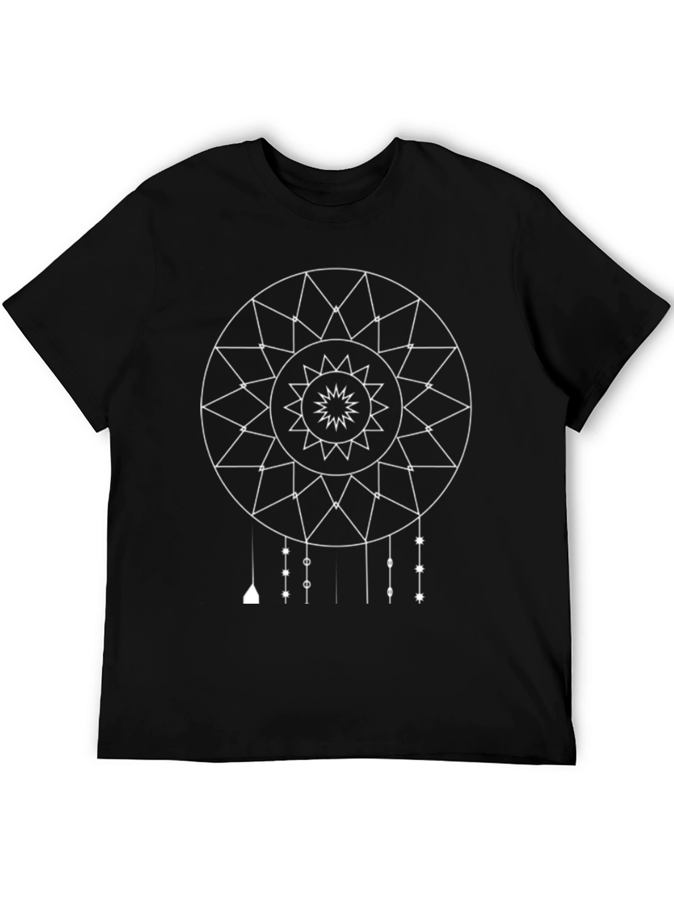 Geometric Dreamcatcher Graphic Tee - Black Cotton
