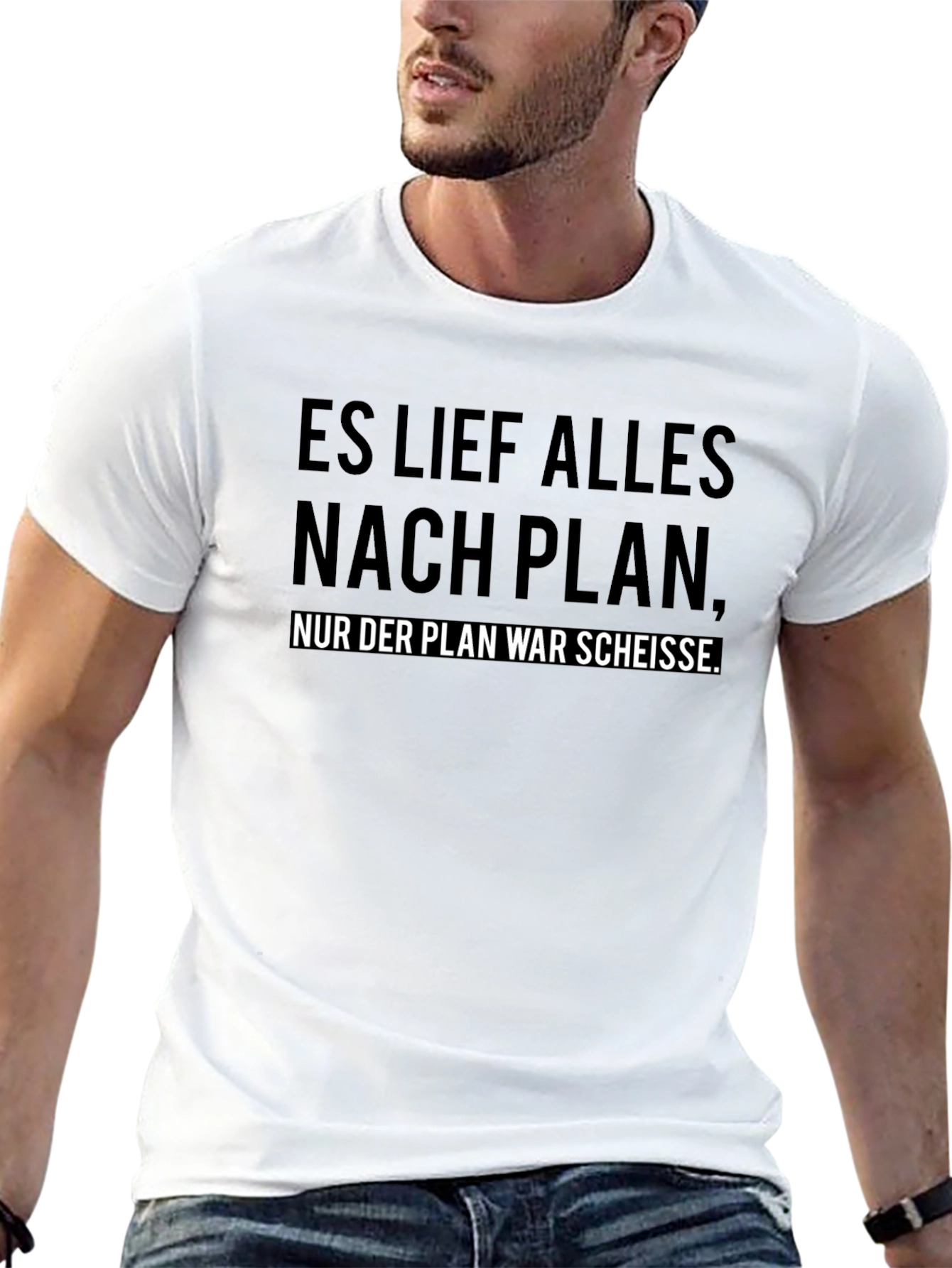 Funny German Slogan Black T-Shirt: Bad Plan