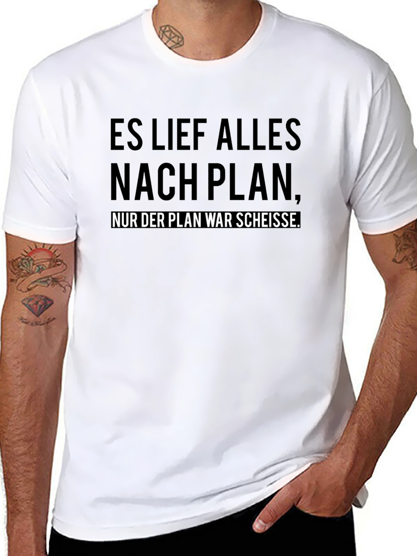 Funny German Slogan Black T-Shirt: Bad Plan