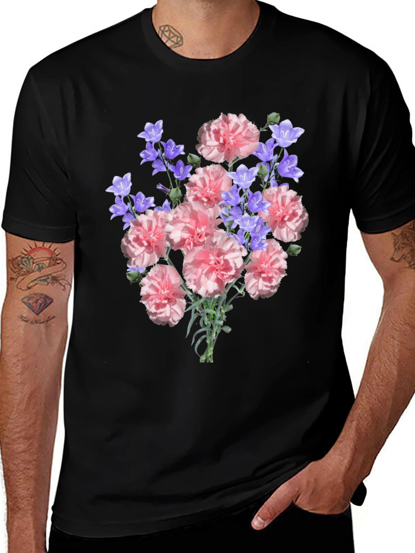 Floral Bouquet Graphic T-Shirt - Black