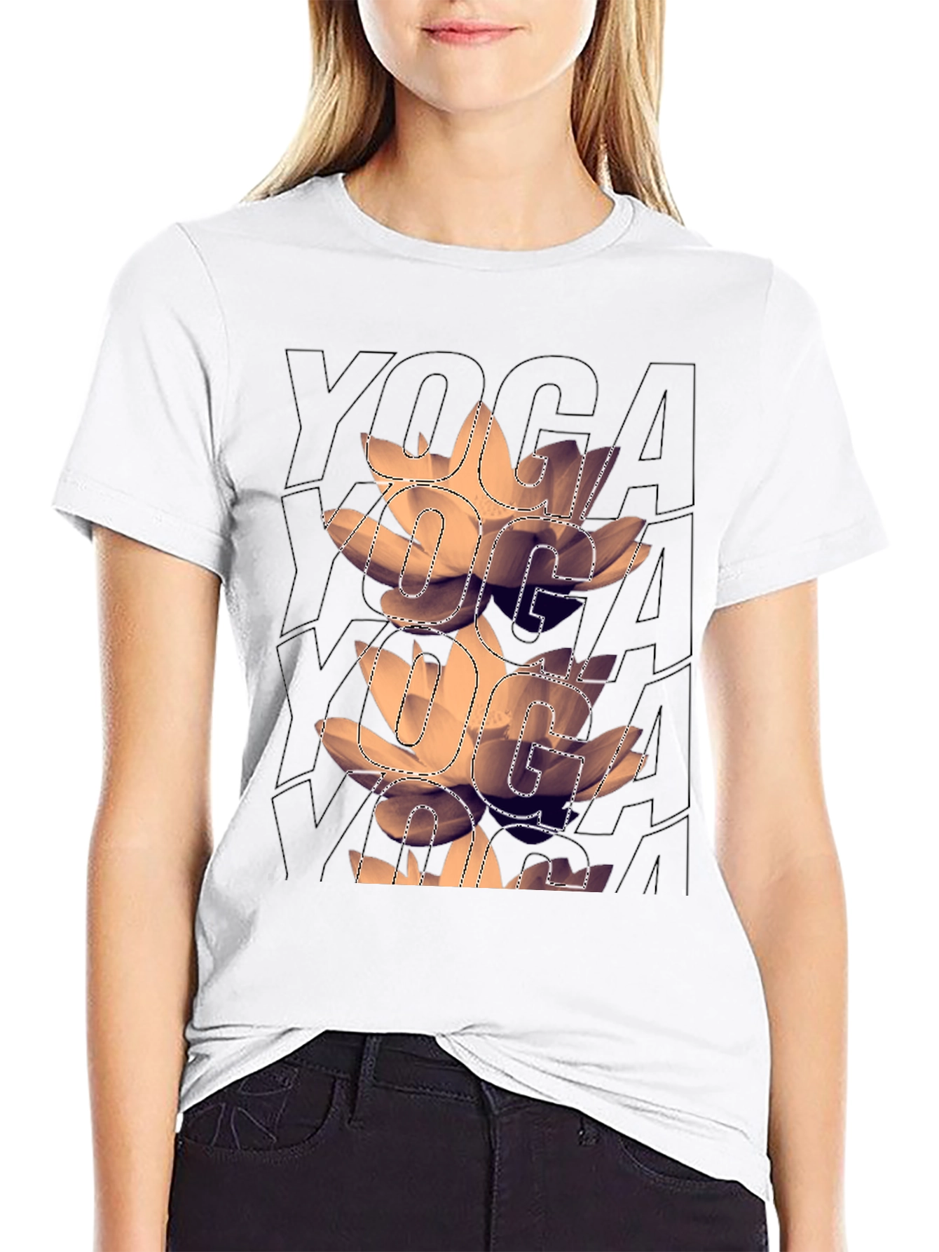 Yoga Lotus Graphic Black T-Shirt