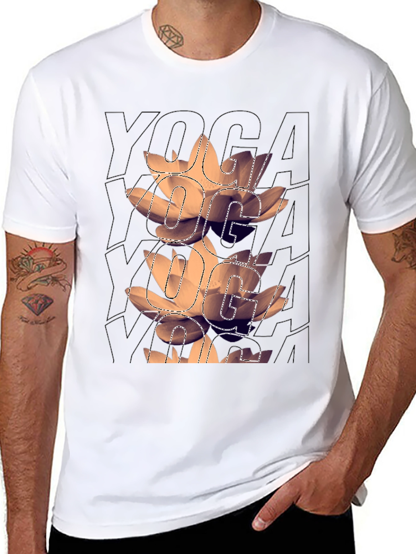 Yoga Lotus Graphic Black T-Shirt
