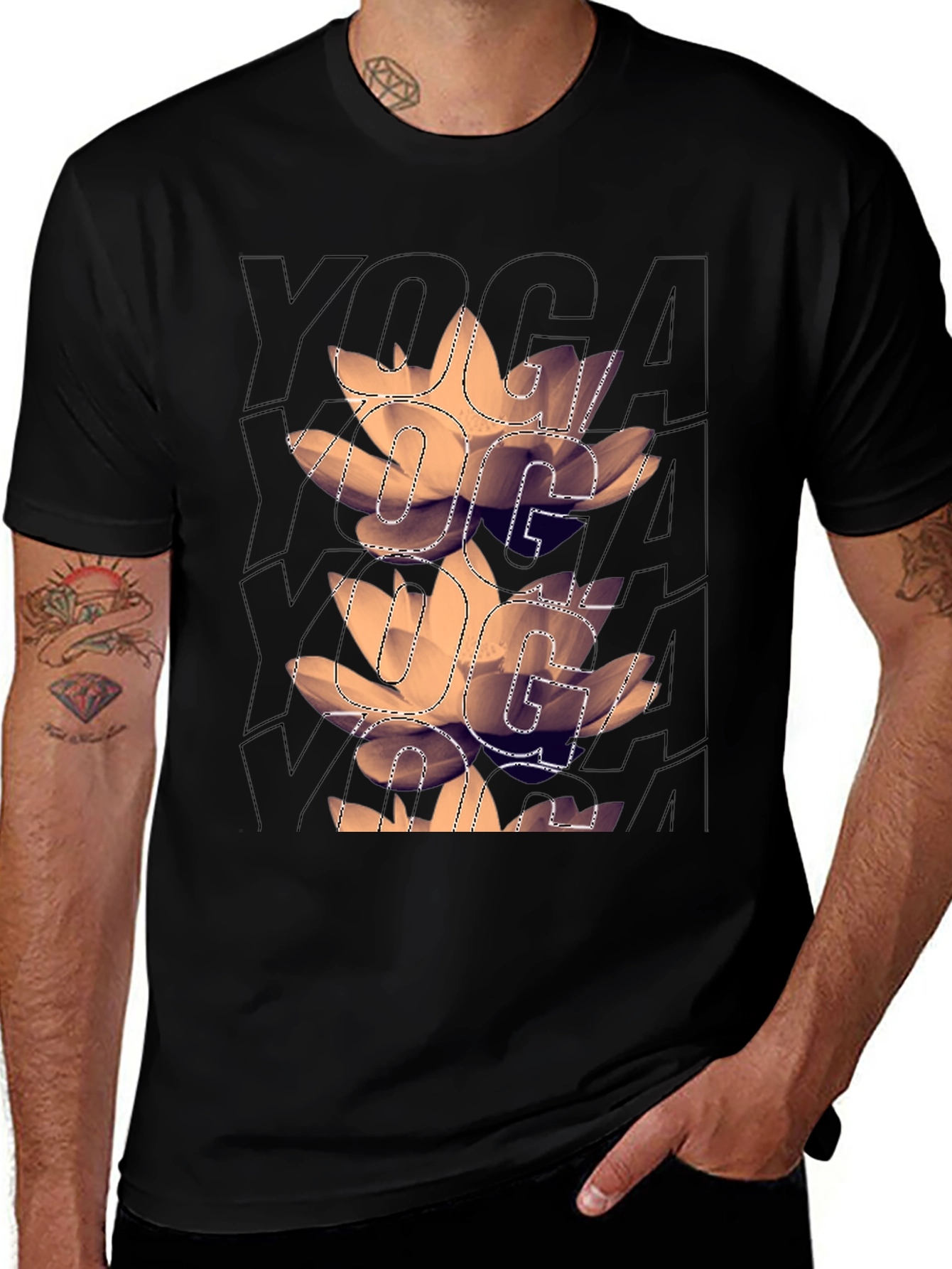 Yoga Lotus Graphic Black T-Shirt