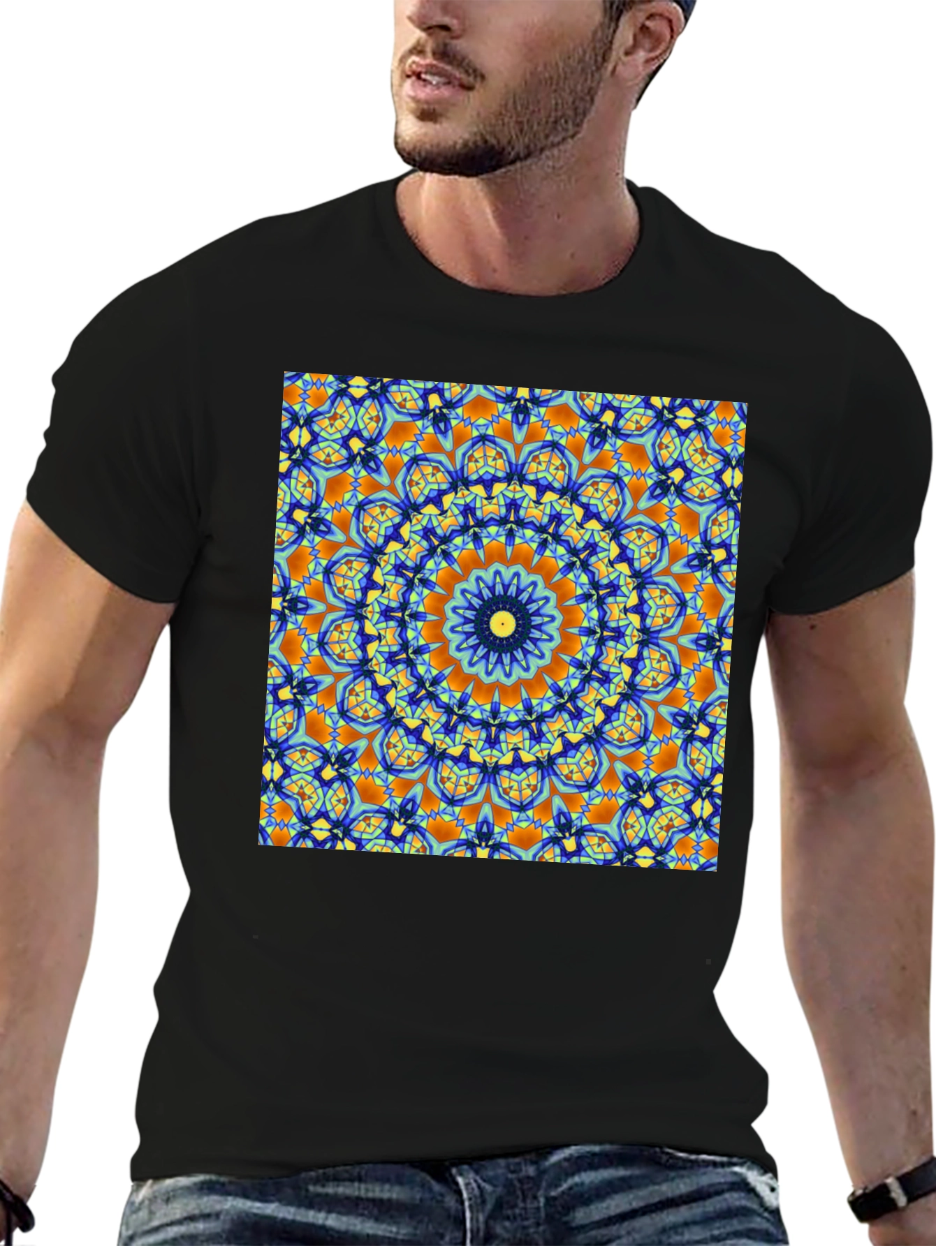 Mandala Art Print Black T-Shirt