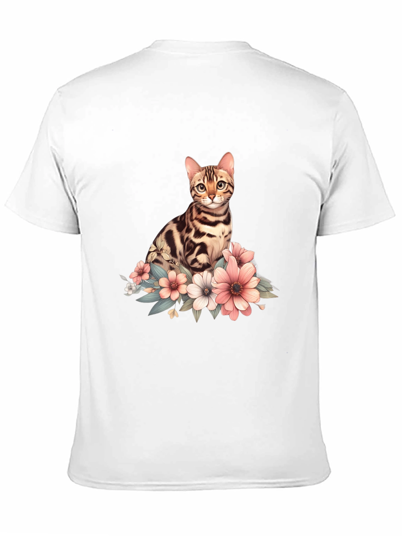 Cat and Flowers Graphic T-Shirt