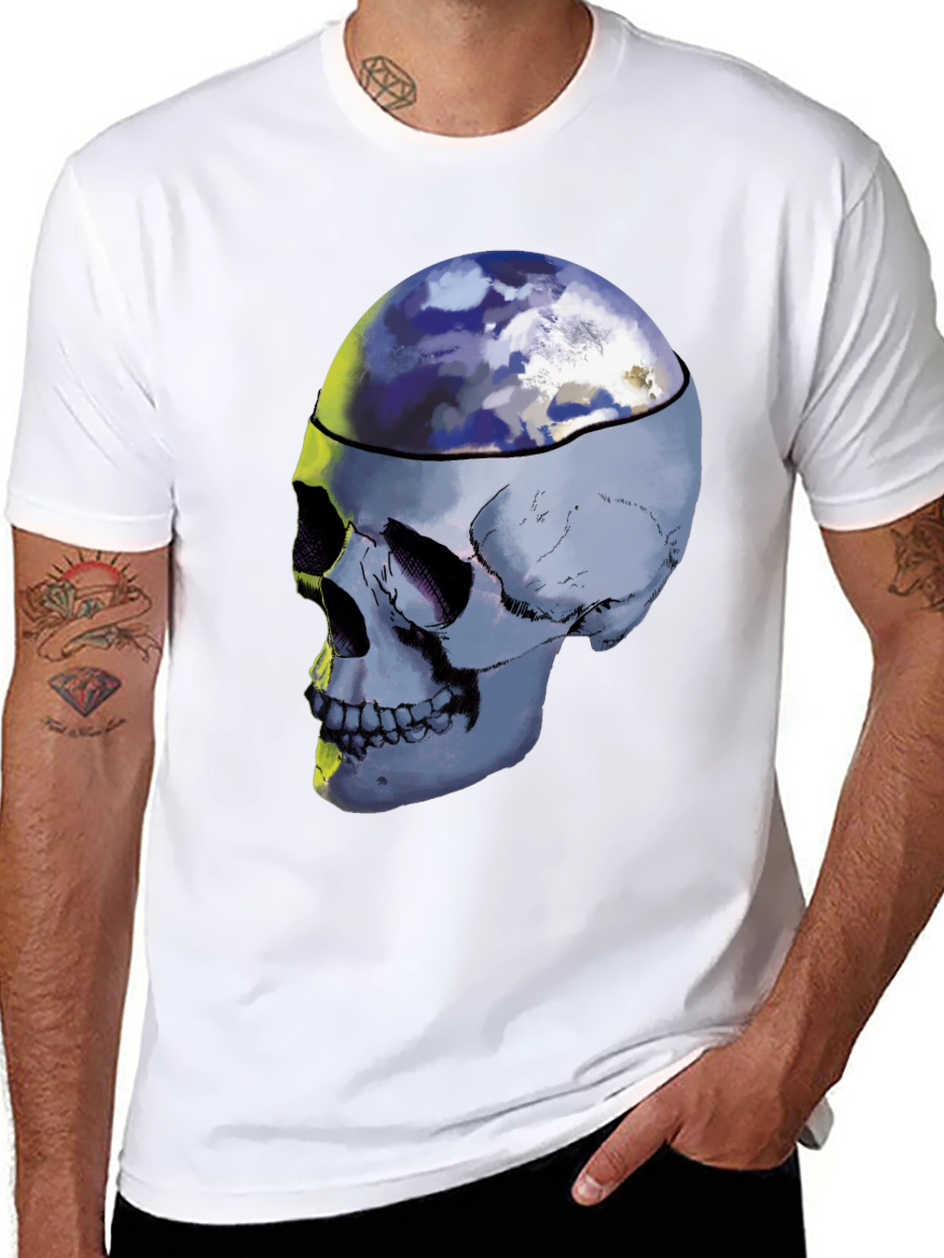 Skull Earth Graphic Tee - Unique Design