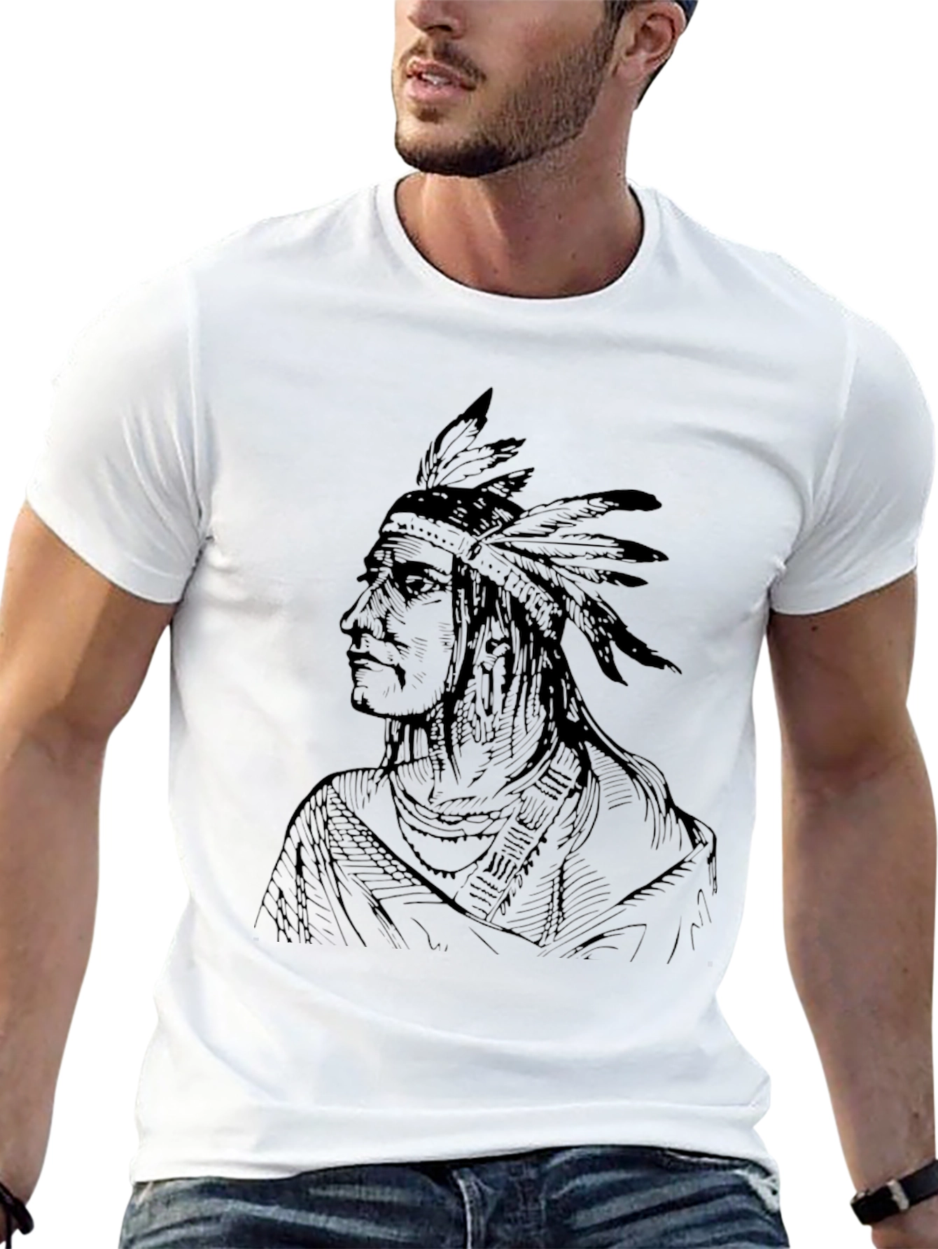Native American Chief Graphic T-Shirt