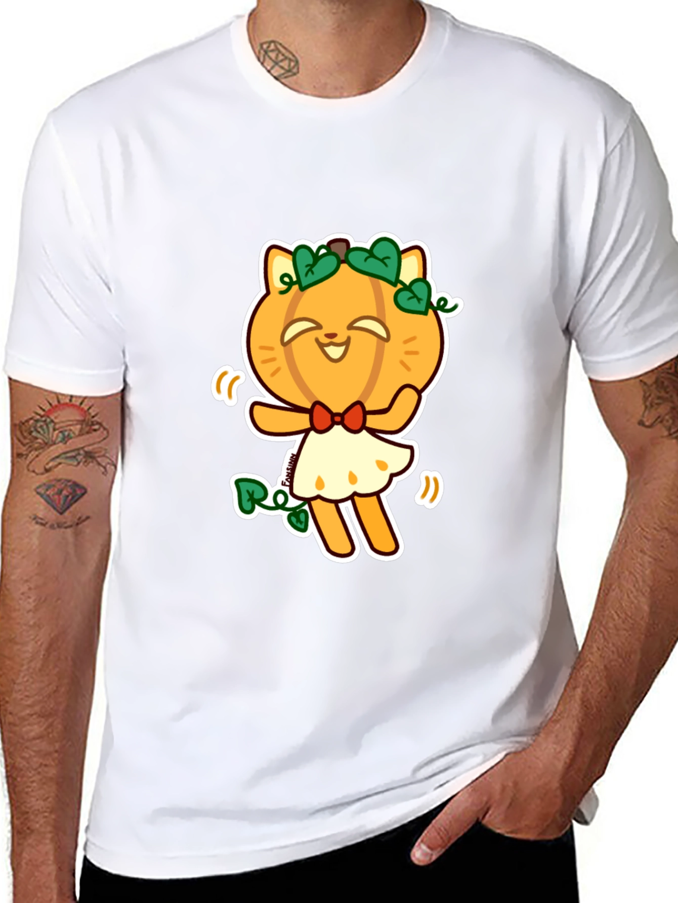 Pumpkin Cat Black T-Shirt - Fun Halloween Style