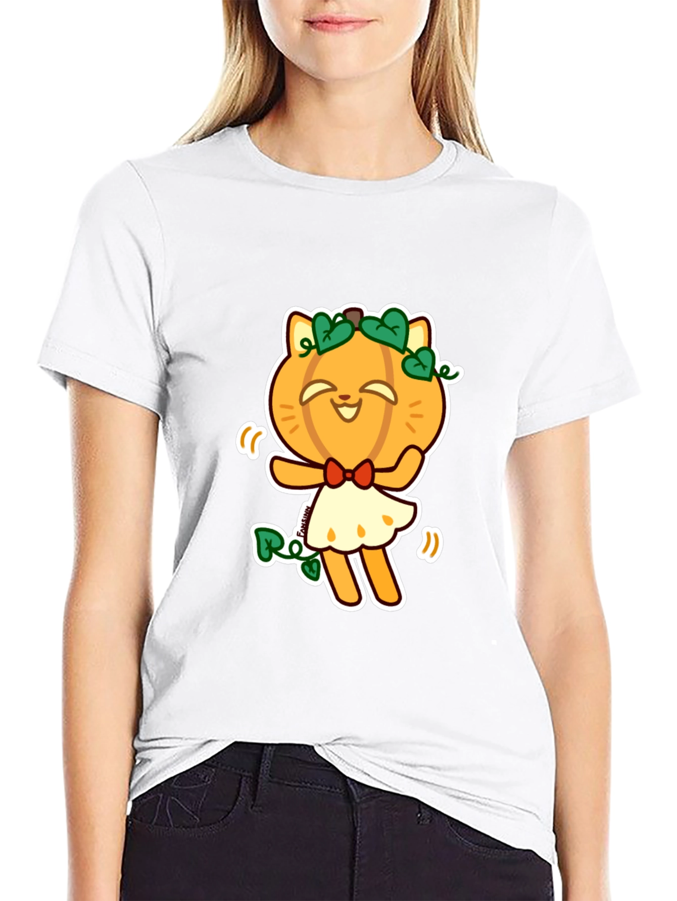 Pumpkin Cat Black T-Shirt - Fun Halloween Style