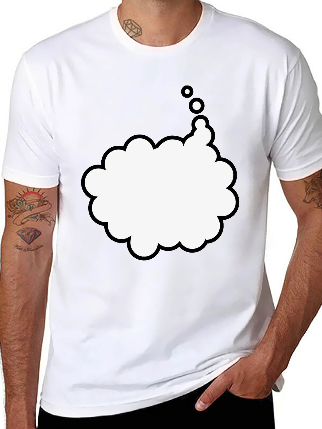 Mens Black T-Shirt with Thought Bubble Design