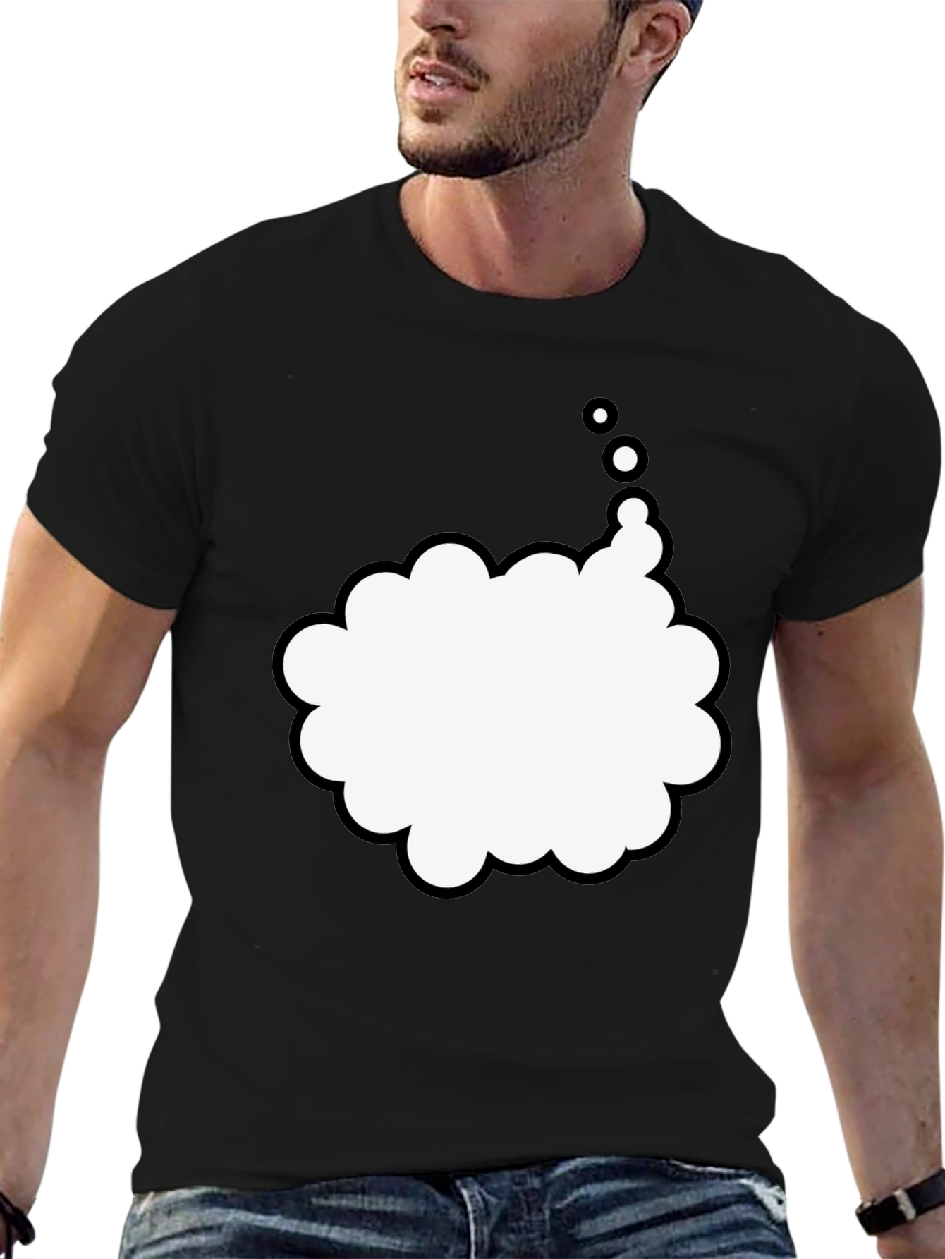 Mens Black T-Shirt with Thought Bubble Design