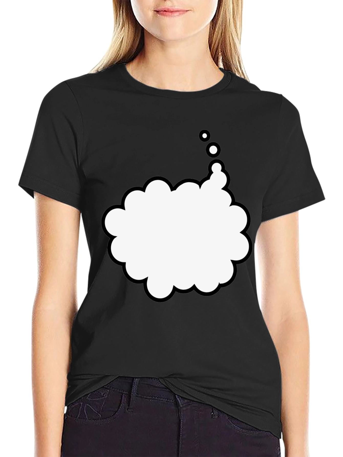 Mens Black T-Shirt with Thought Bubble Design