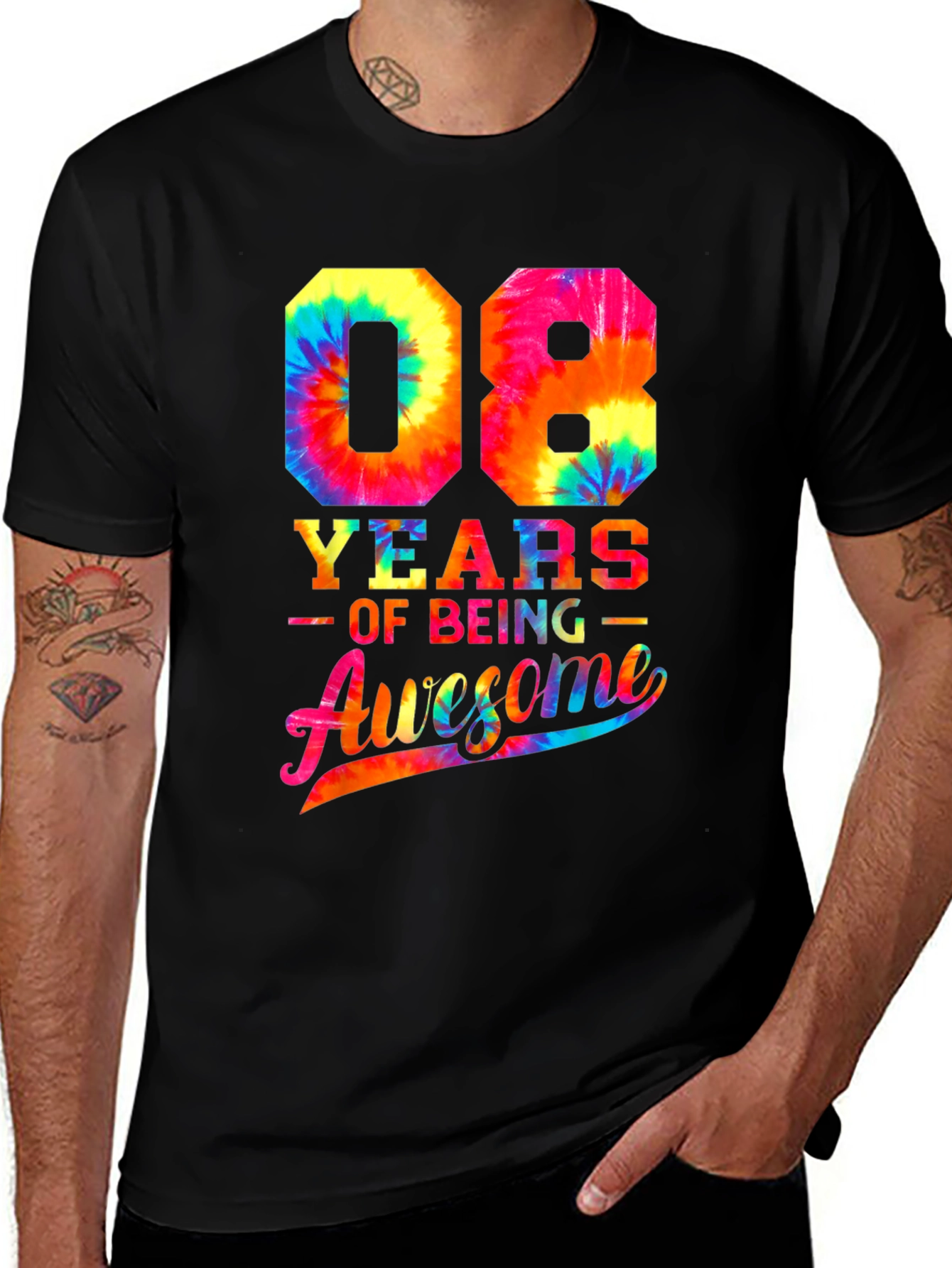 08 Years of Being Awesome Tie Dye T-Shirt