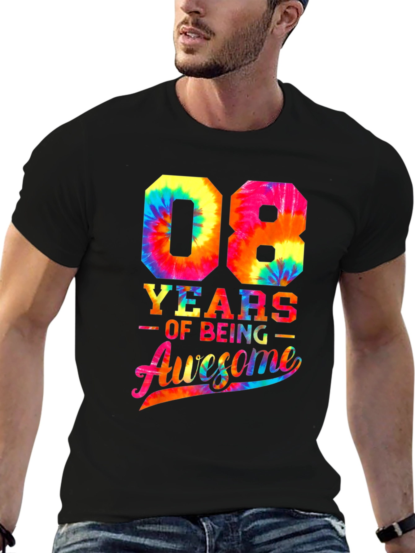 08 Years of Being Awesome Tie Dye T-Shirt