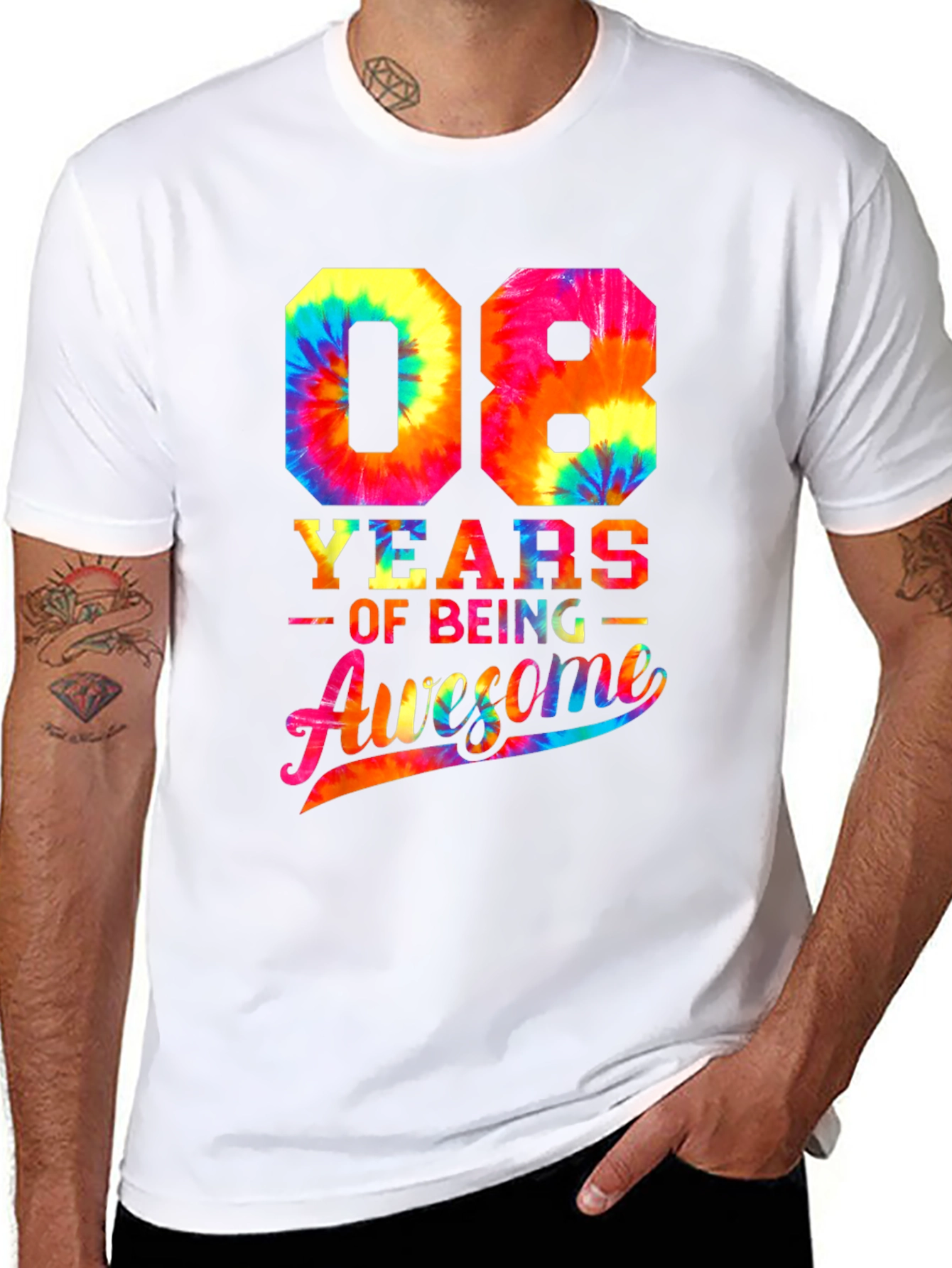 08 Years of Being Awesome Tie Dye T-Shirt