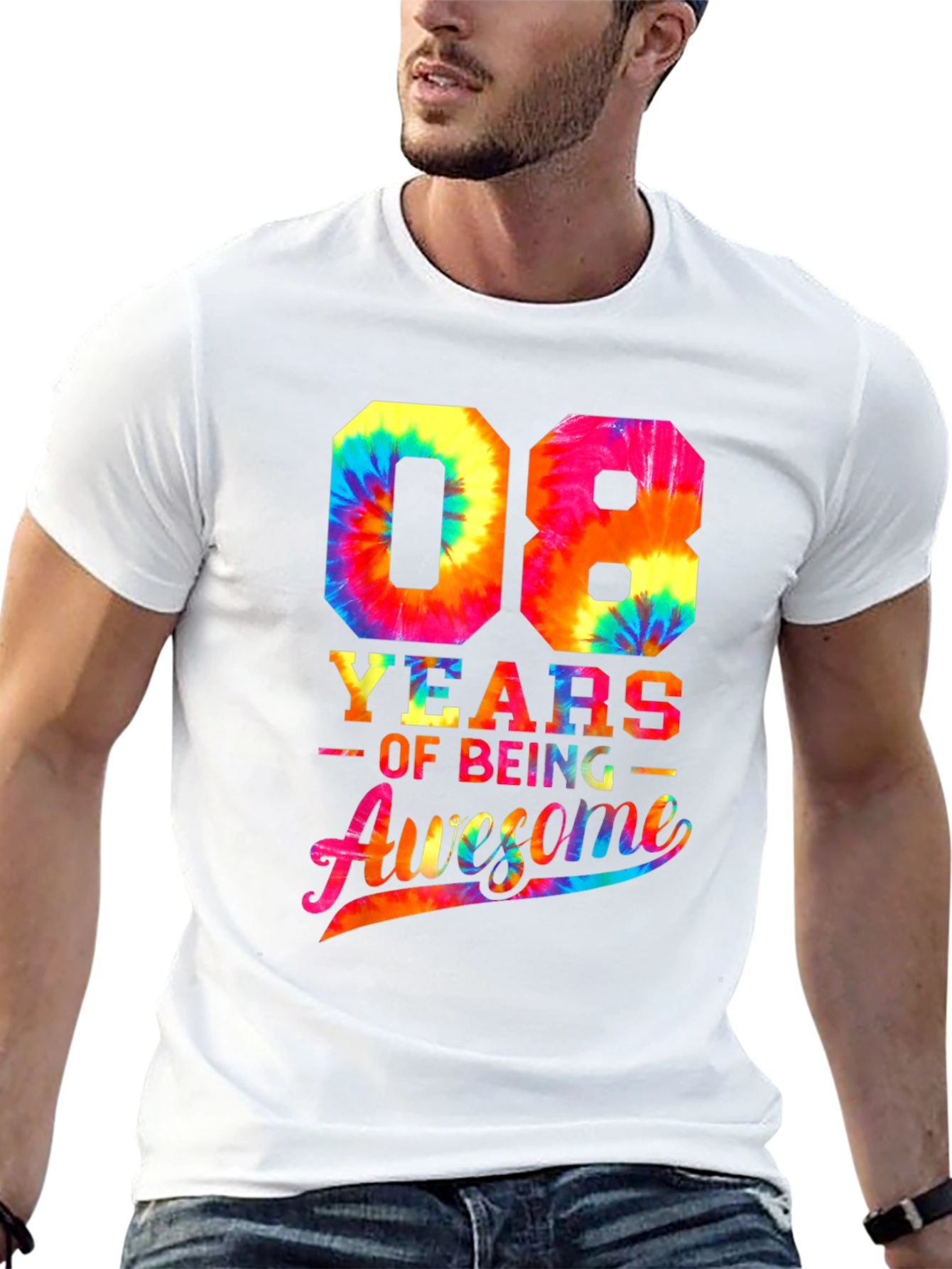 08 Years of Being Awesome Tie Dye T-Shirt