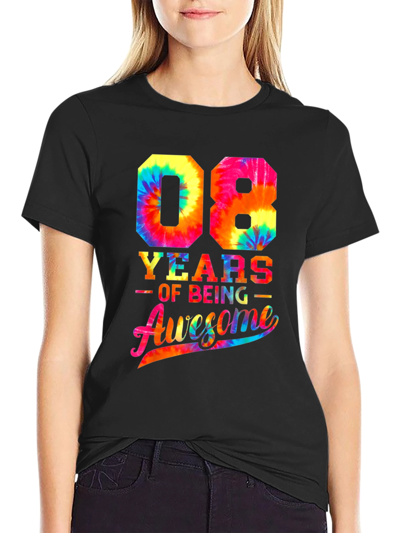 08 Years of Being Awesome Tie Dye T-Shirt