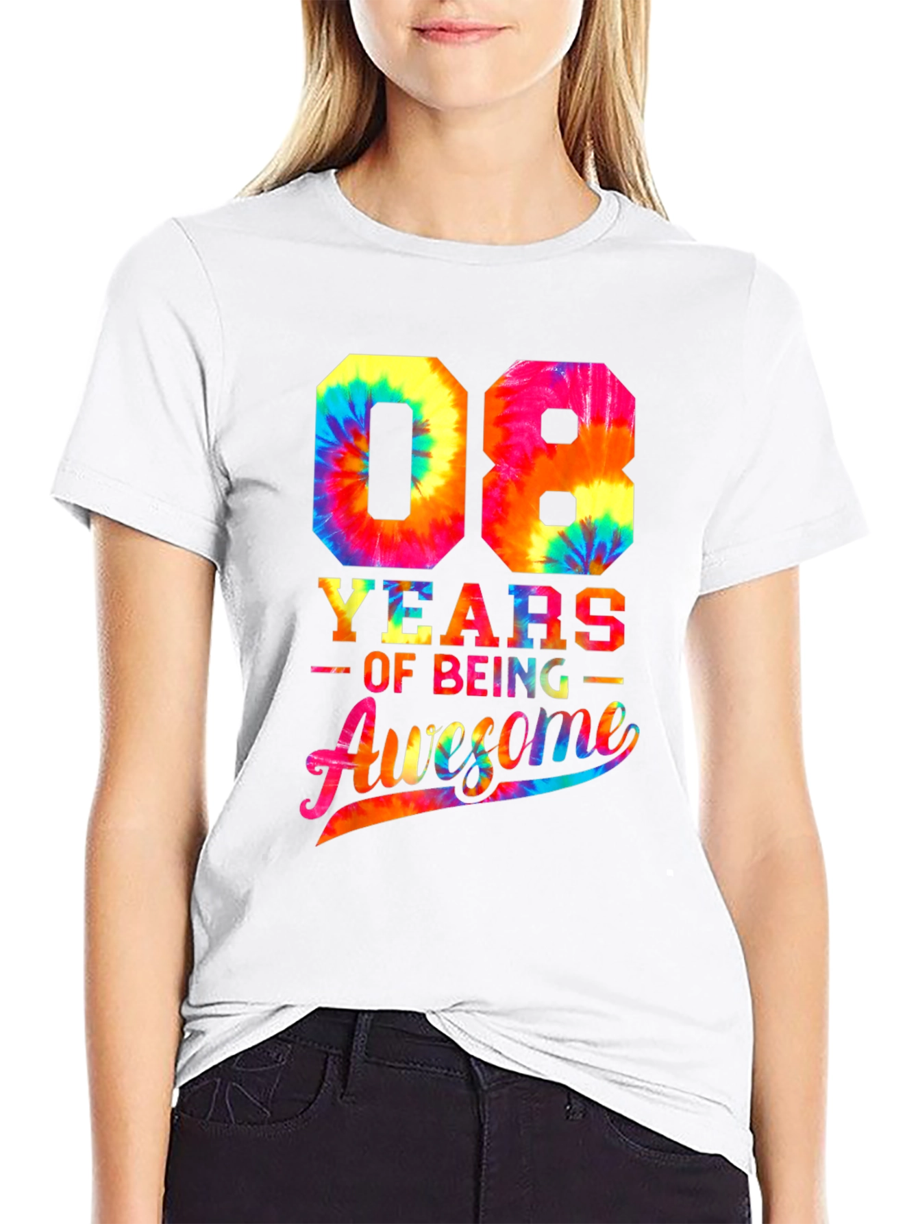 08 Years of Being Awesome Tie Dye T-Shirt
