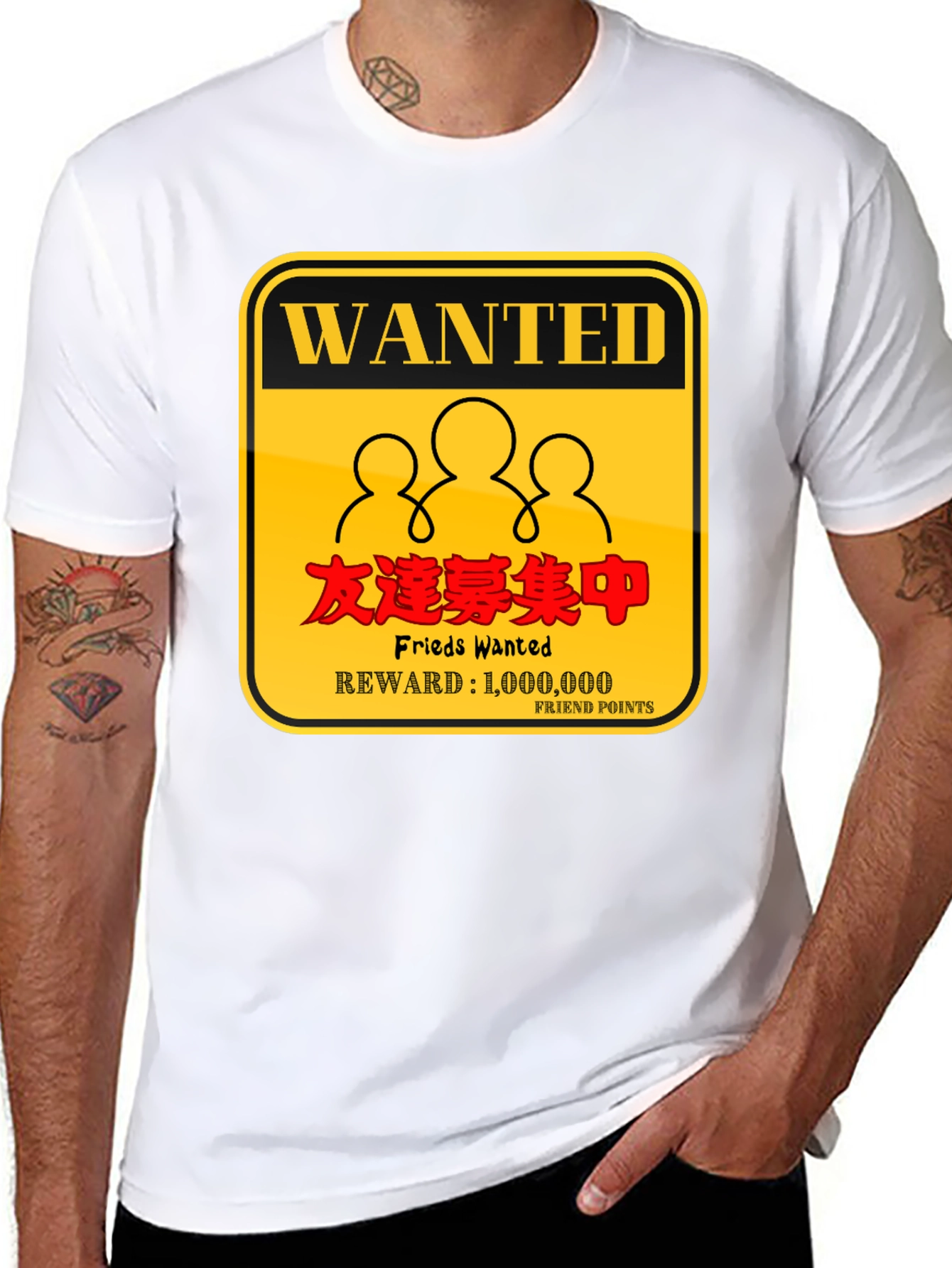 Wanted Friends Black T-Shirt