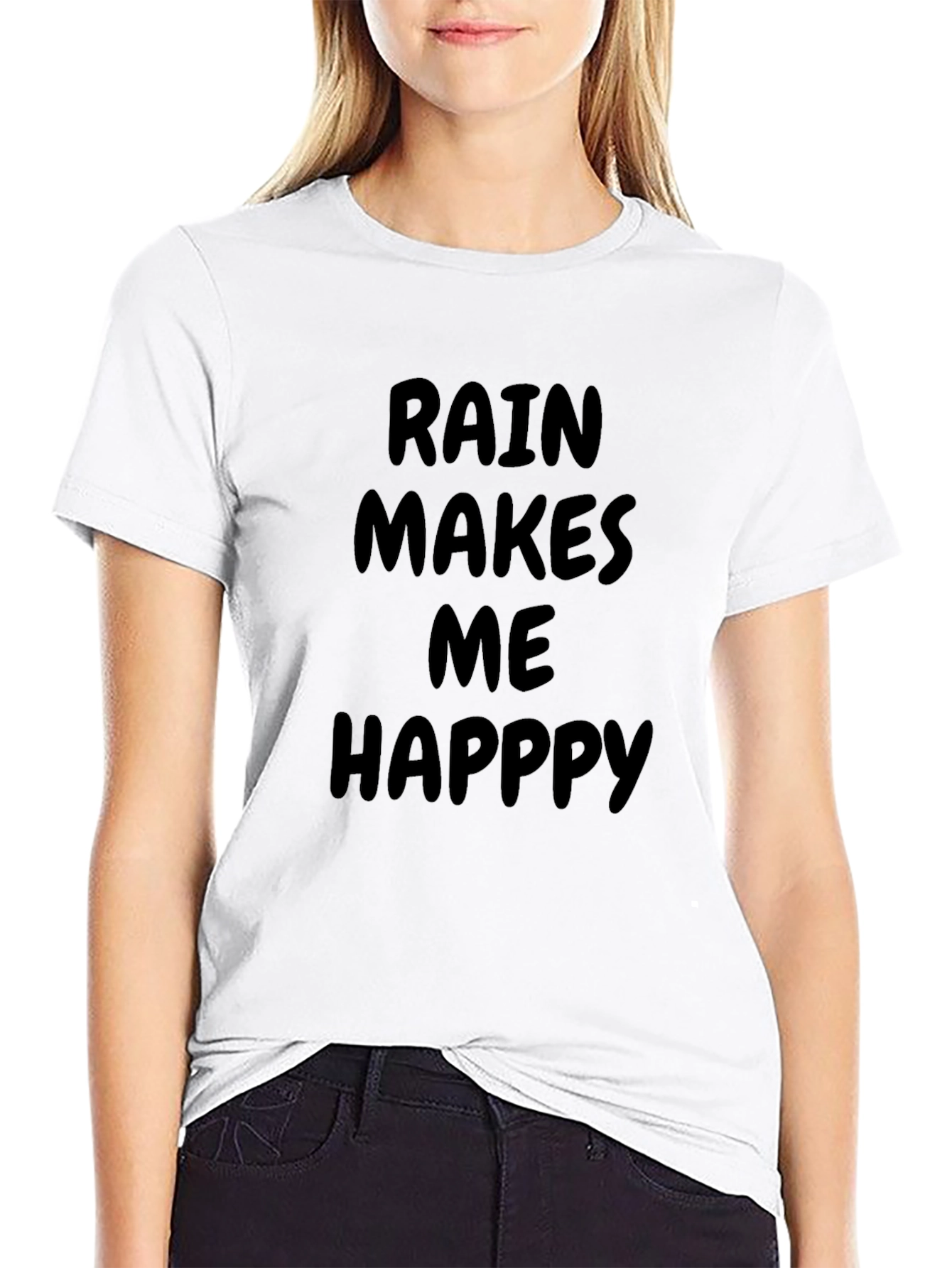 Rain Makes Me Happy Black T-Shirt