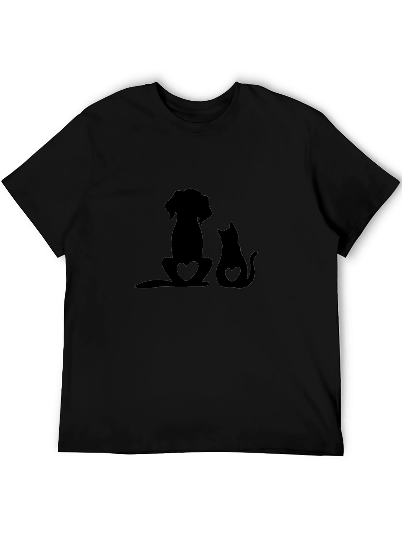 Dog & Cat Love Black T-Shirt