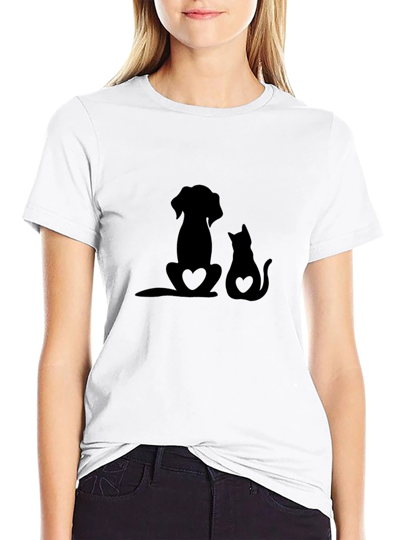 Dog & Cat Love Black T-Shirt