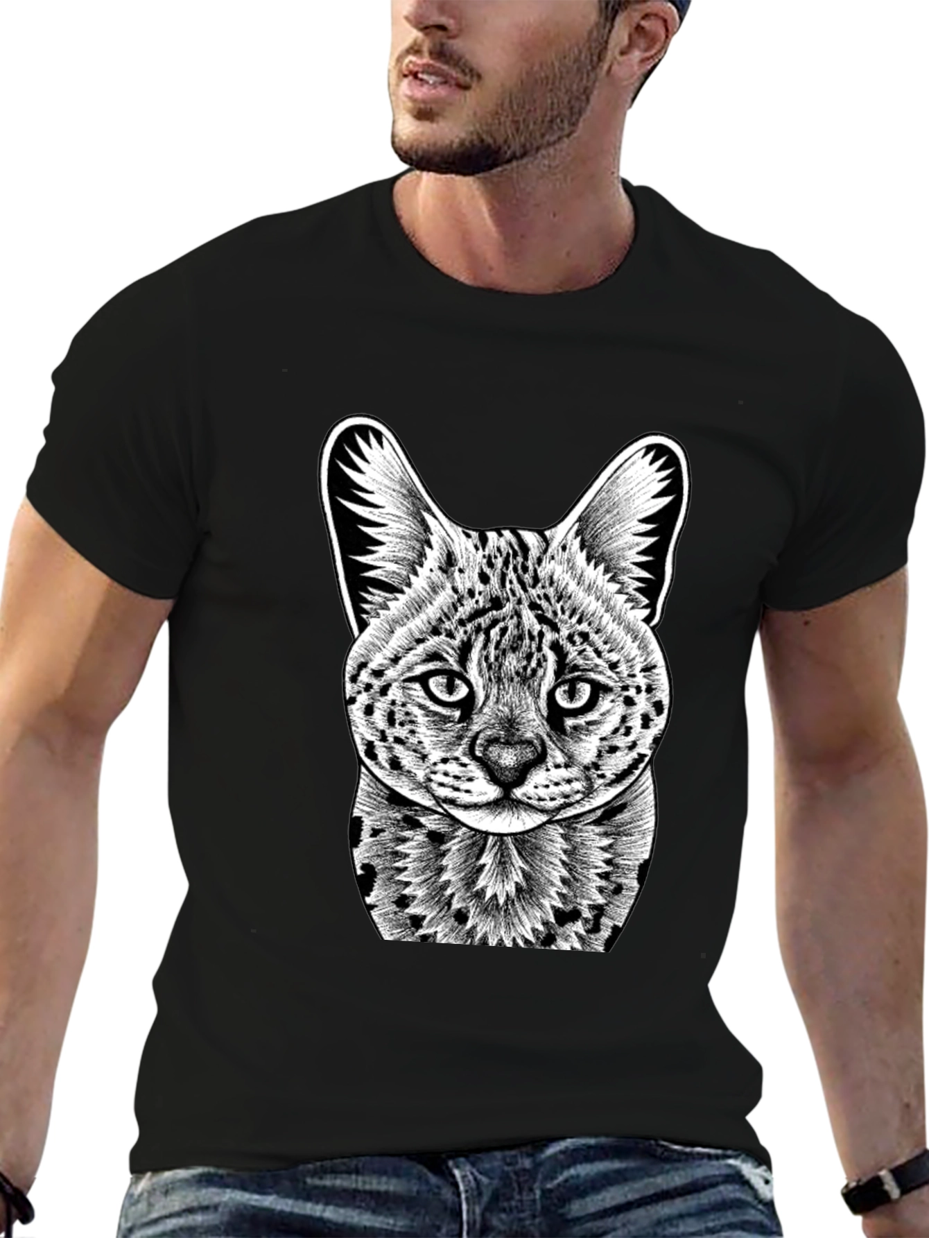 Serval Cat Graphic T-Shirt - Cool Animal Print Tee