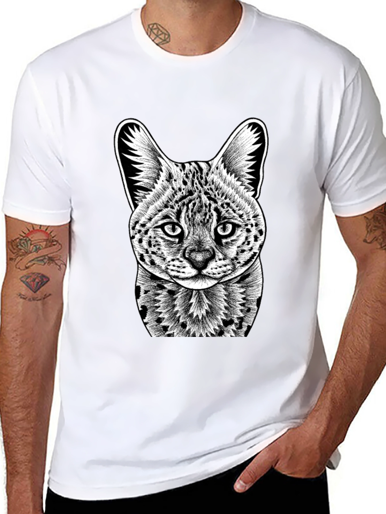 Serval Cat Graphic T-Shirt - Cool Animal Print Tee