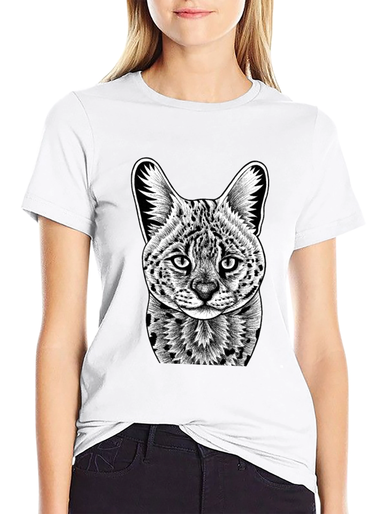 Serval Cat Graphic T-Shirt - Cool Animal Print Tee