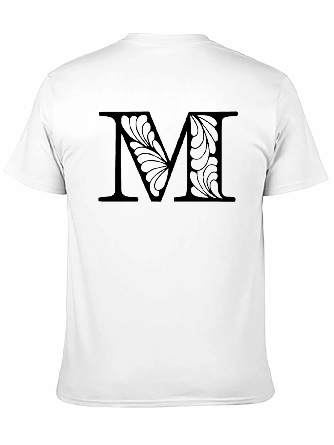 Floral Letter M Black T-Shirt