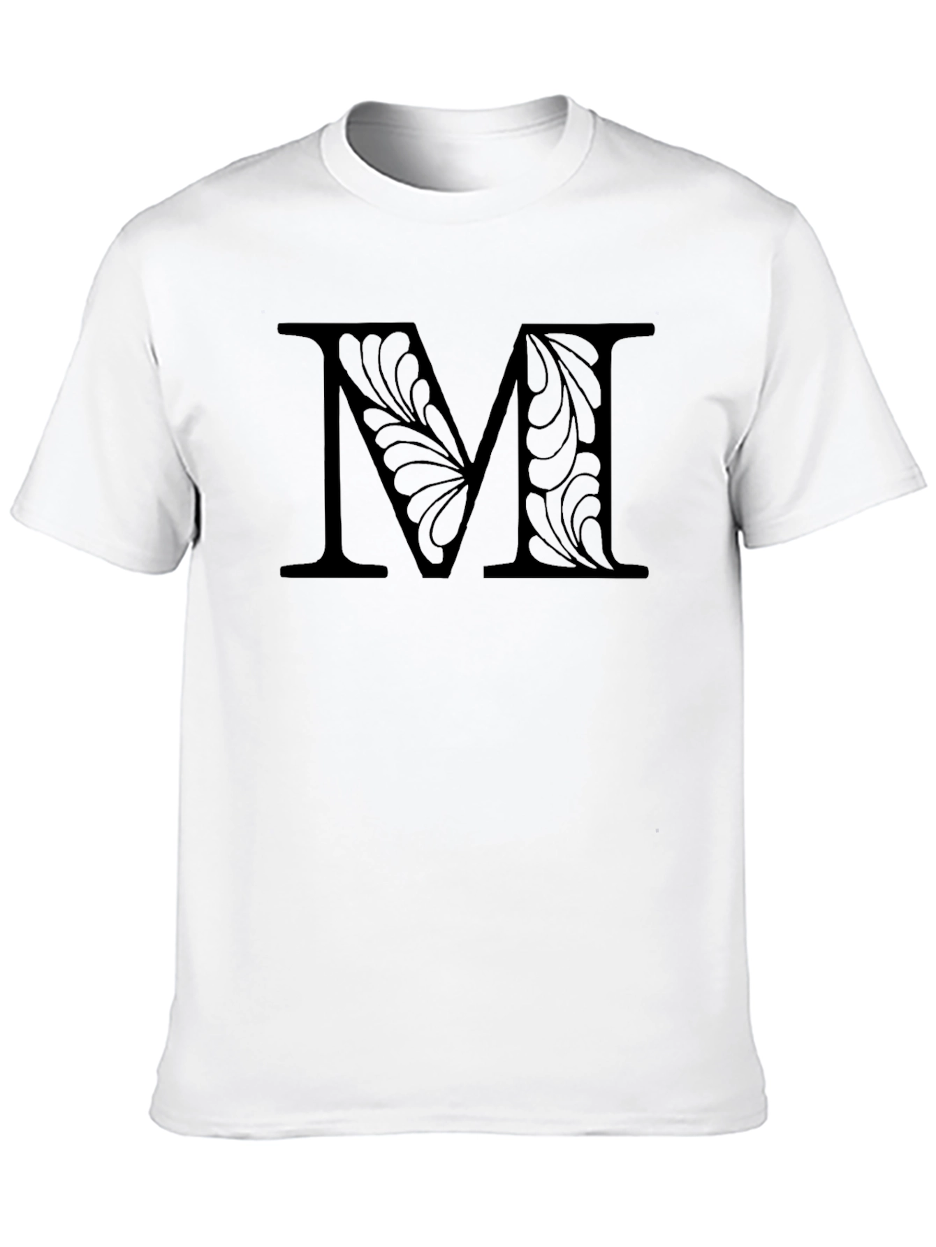 Floral Letter M Black T-Shirt