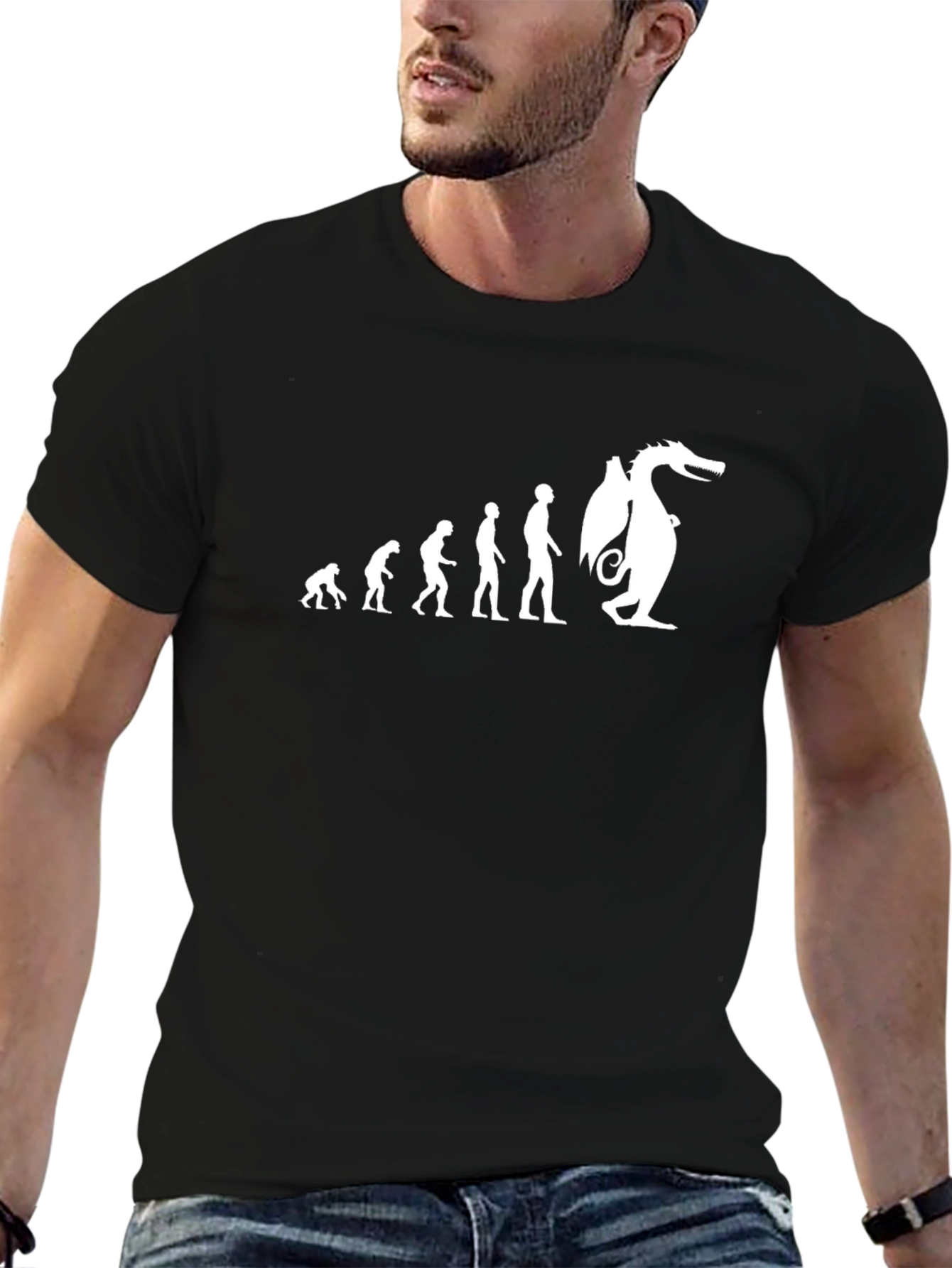 Evolution to Dragon Graphic Tee - Mens Black T-Shirt