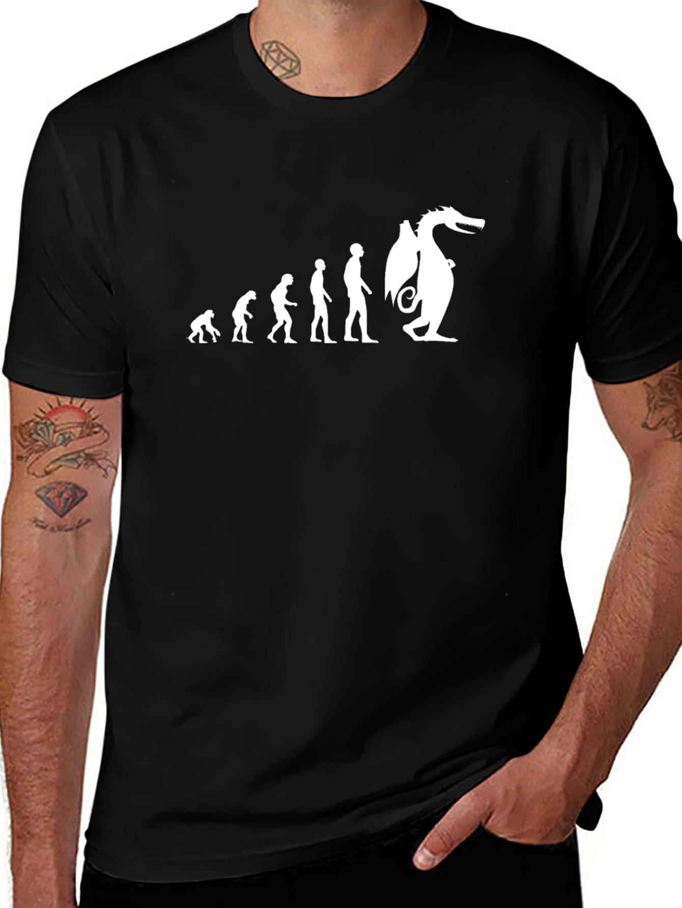 Evolution to Dragon Graphic Tee - Mens Black T-Shirt