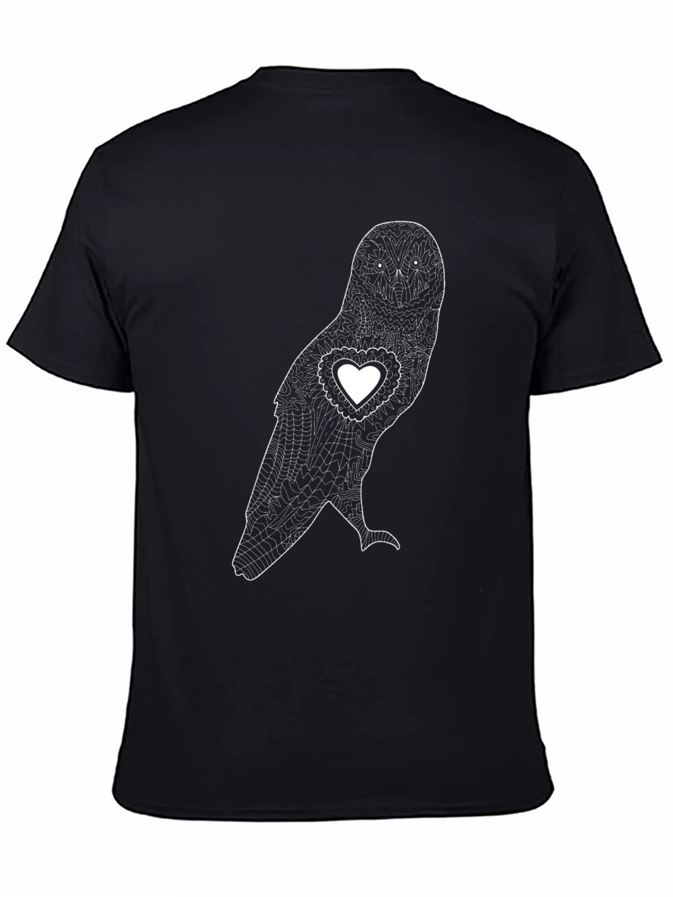 Heart Owl Graphic Tee - Unisex Black T-Shirt