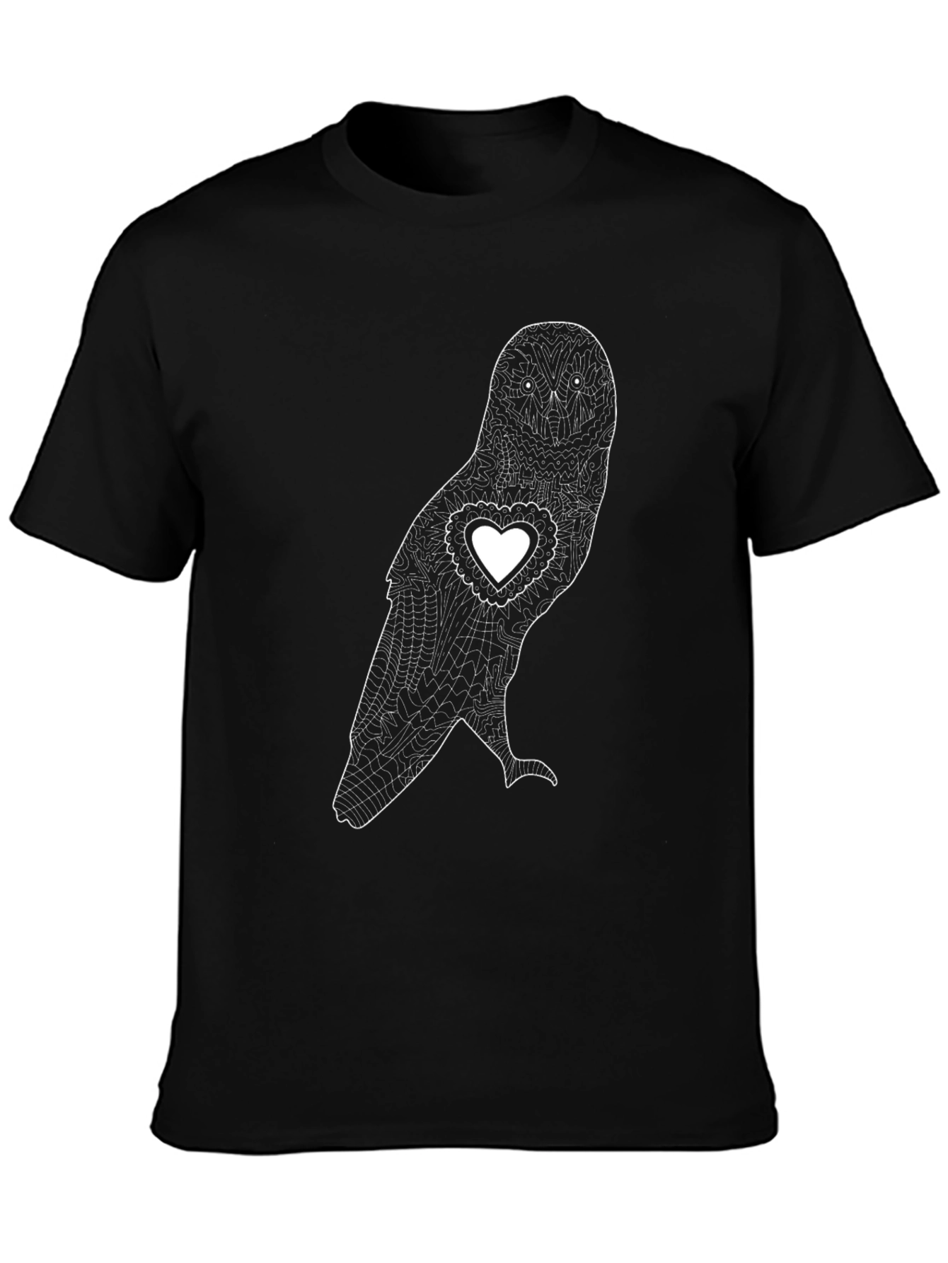 Heart Owl Graphic Tee - Unisex Black T-Shirt